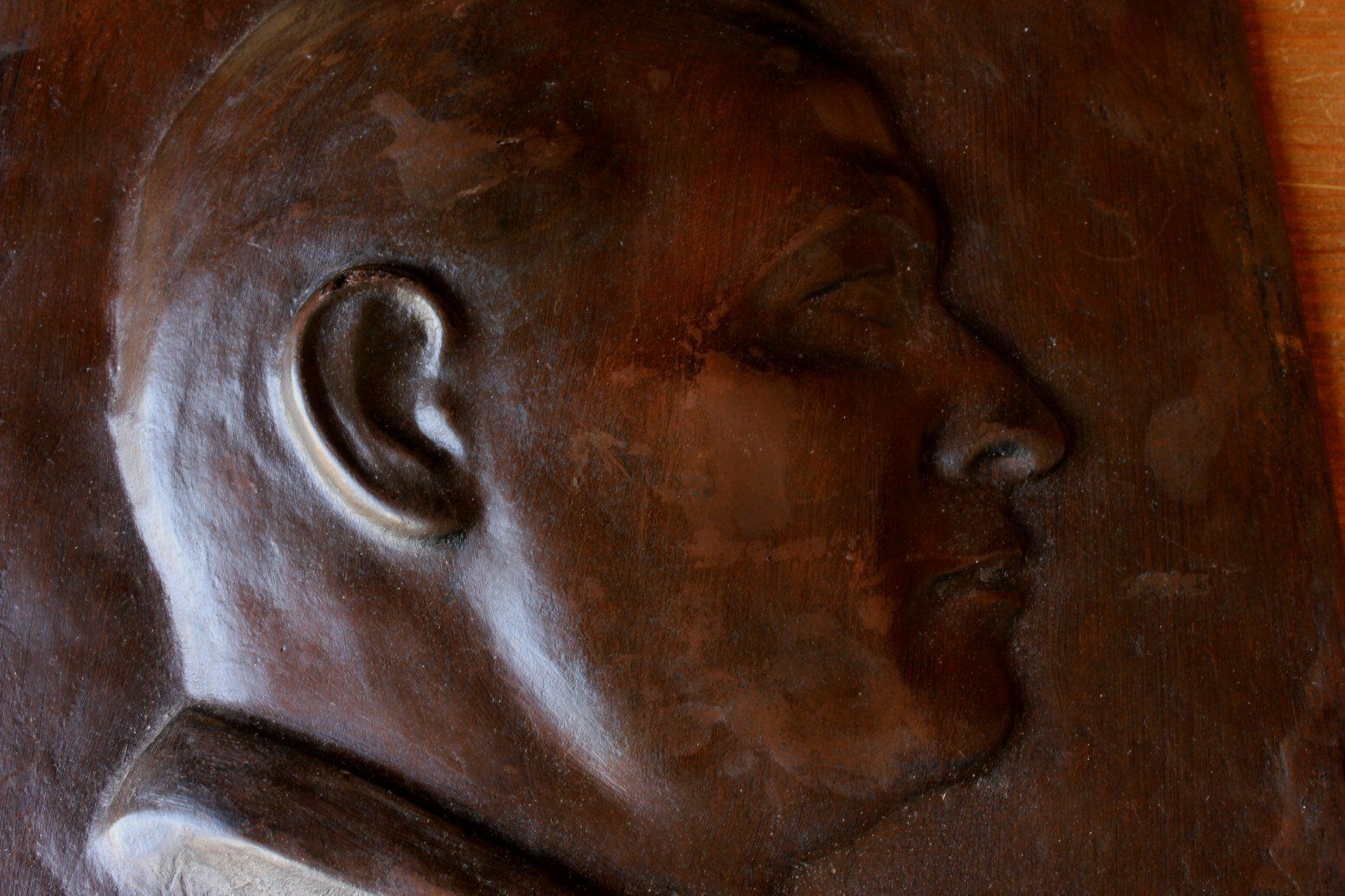 Art Bronze Plaque Male Portrait Signed Eugene Canneel. Mans Head Art C1920. photo
