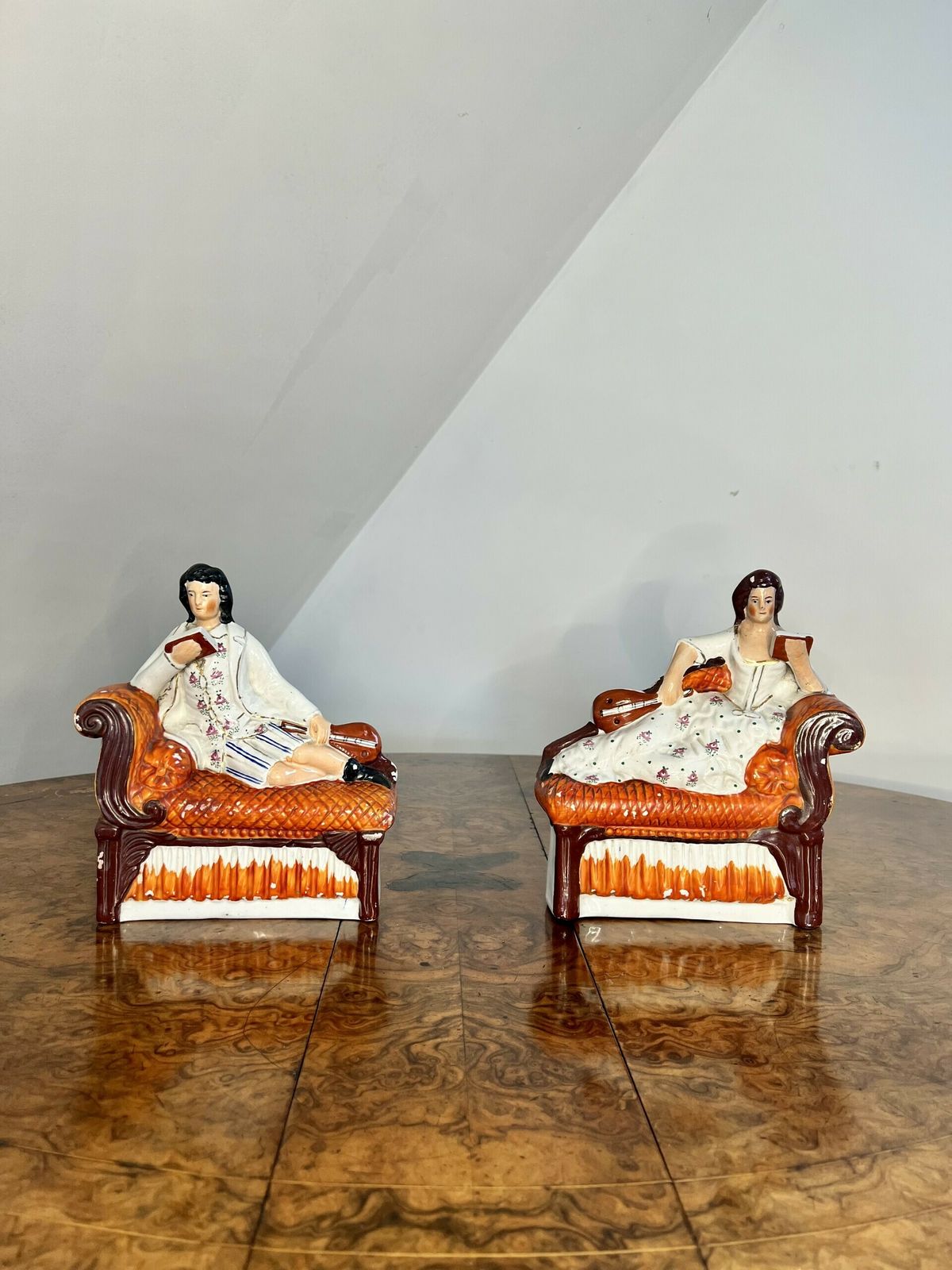 Unusual Pair Of Quality Antique Staffordshire Bookends photo vinterior