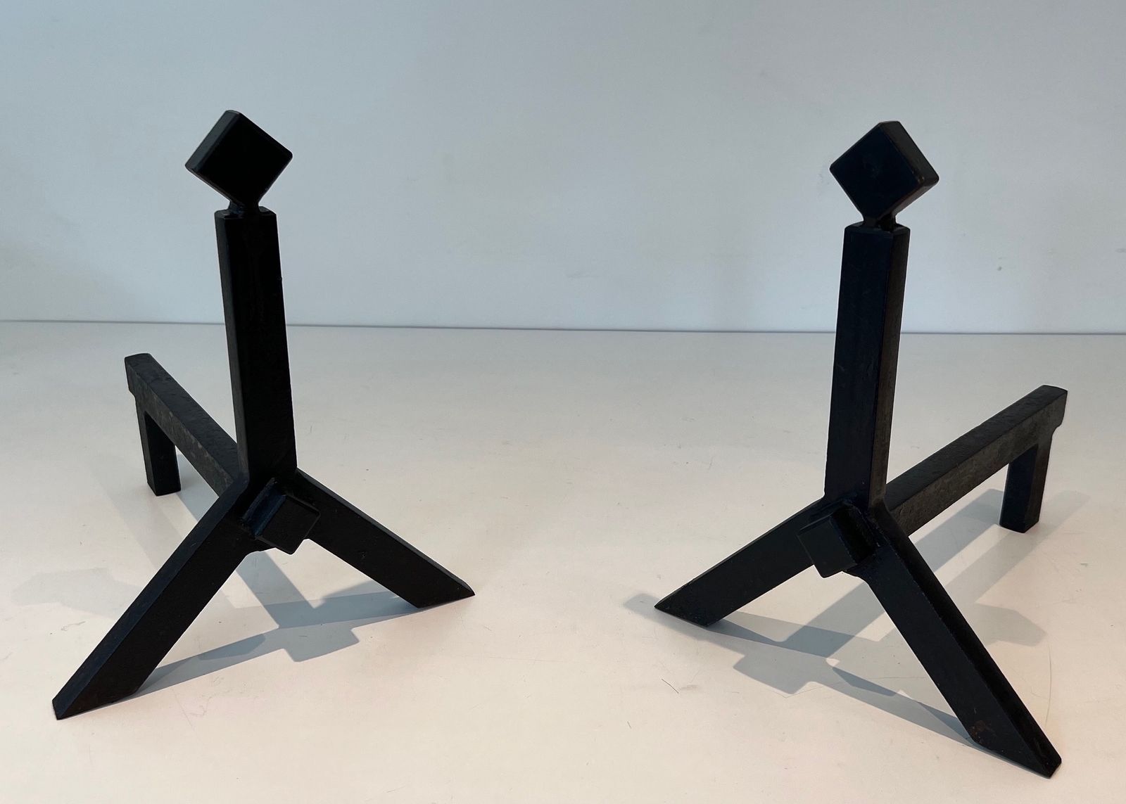 Pair Of Modernist Steel Andirons photo furniture