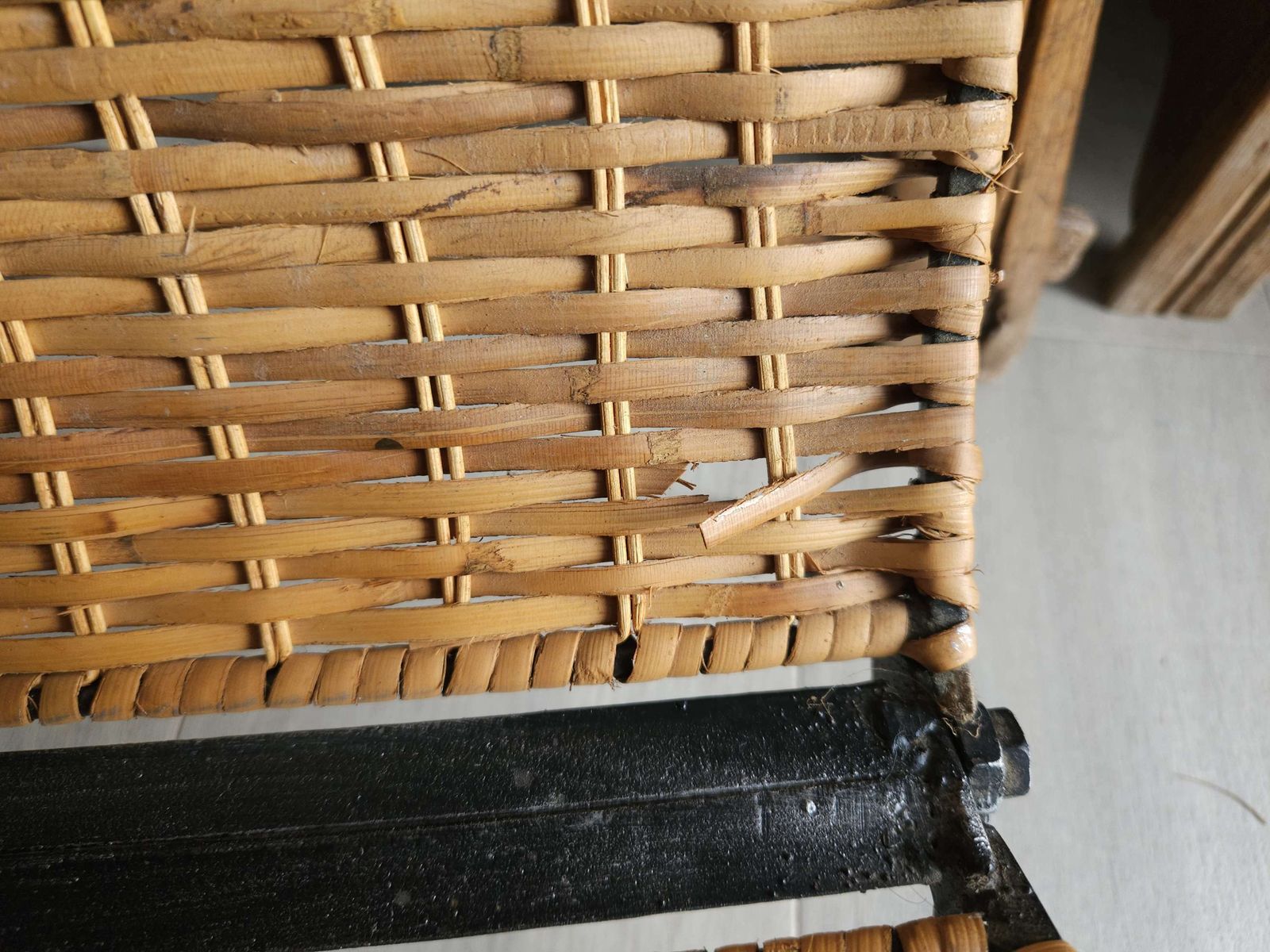 Mid Century, Rattan & Metal, Folding Magazine Rack photo buy