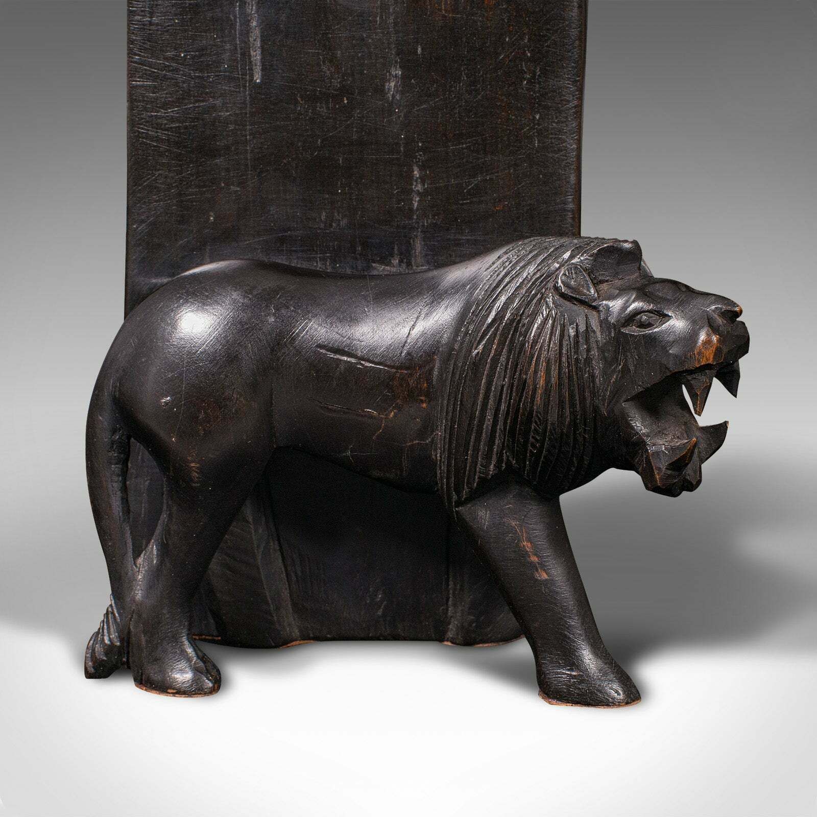 photo furniture Pair Of Antique Carved Lion Bookends, Oriental, Ebonised, Book Rest, Victorian