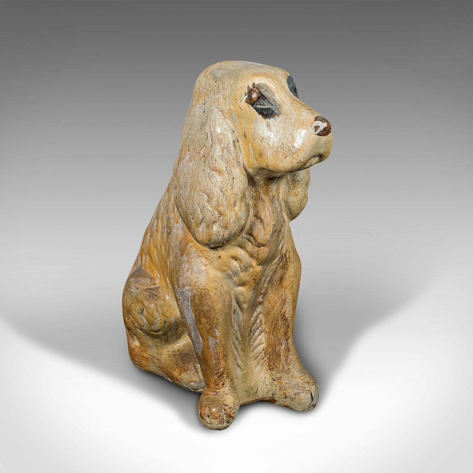 Pair Of Antique Cocker Spaniel Figures, English, Plaster, Doorstops, Edwardian photo 695.0