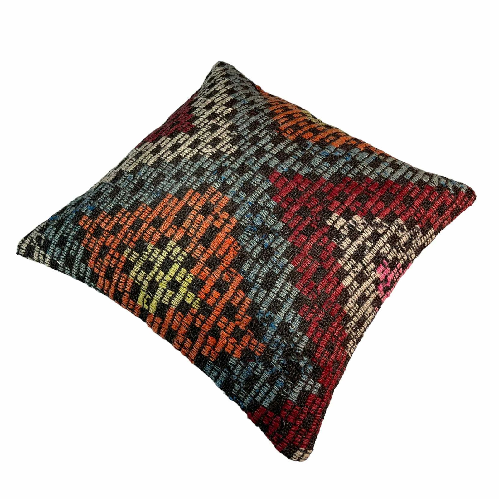 Ethnic Kilim Pillow, 18x18 Pillow Cover, Bohemian Kilim Pillow, Handwoven Kilim Pillow, Sofa Throw Pillow, Meditation Kilim Cover photo vinterior