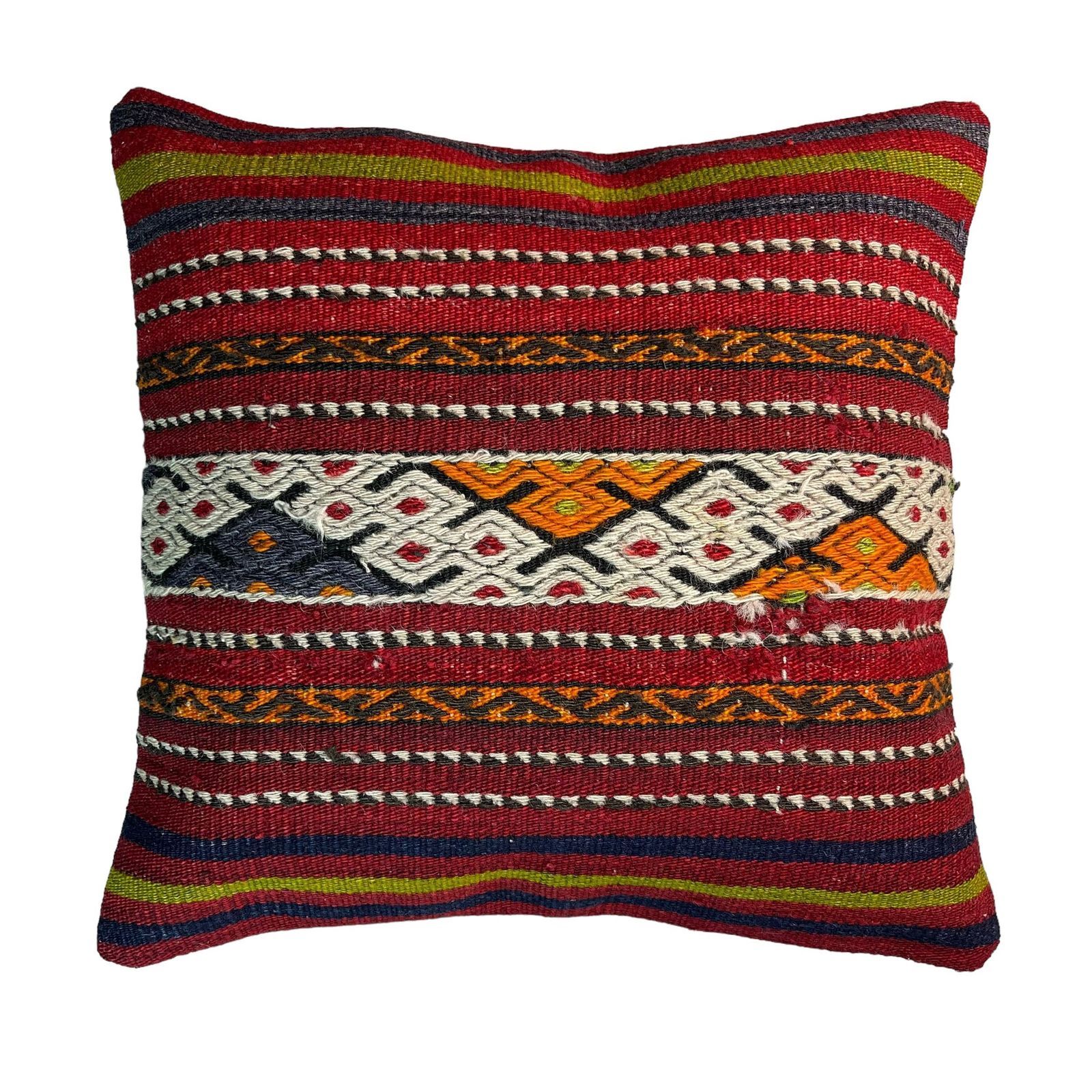 Ethnic Kilim Pillow, 18x18 Pillow Cover, Bohemian Kilim Pillow, Handwoven Kilim Pillow, Sofa Throw Pillow, Meditation Kilim Cover photo vintage