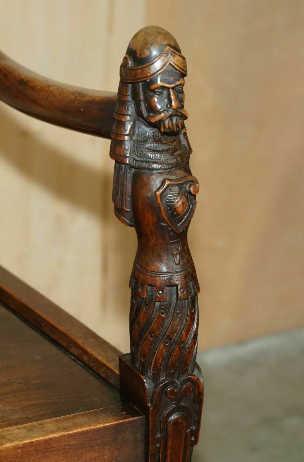 Pair Of Ornately Carved Neo Gothic Solid Walnut 19th Century Ceremony Armchairs photo vinterior