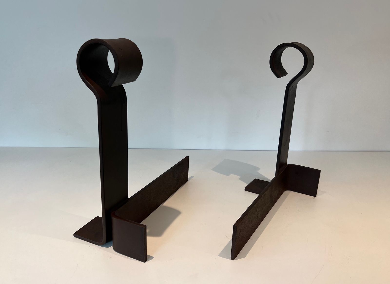 Important Pair Of Modernized Wrought Iron Andirons photo Home Fixtures