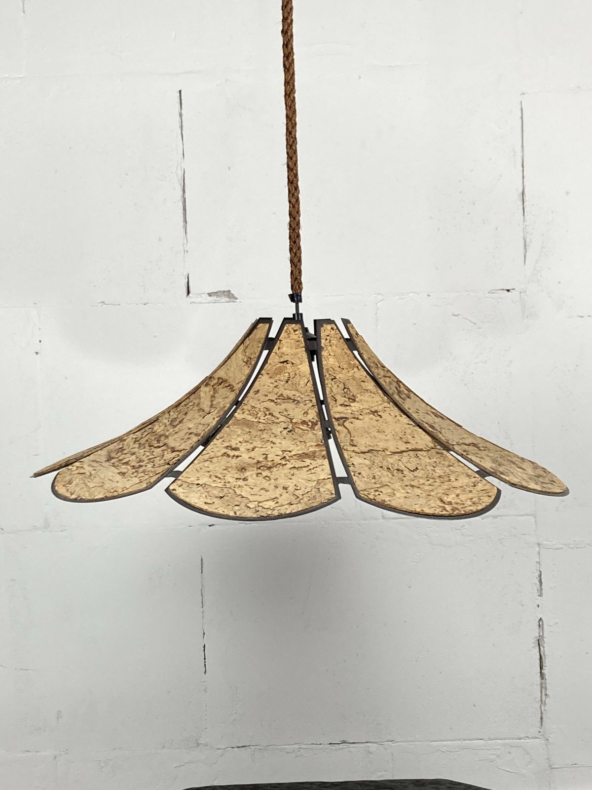 Xl Clover Cork Hanging Pendant Lamp, Germany 1970s photo furniture