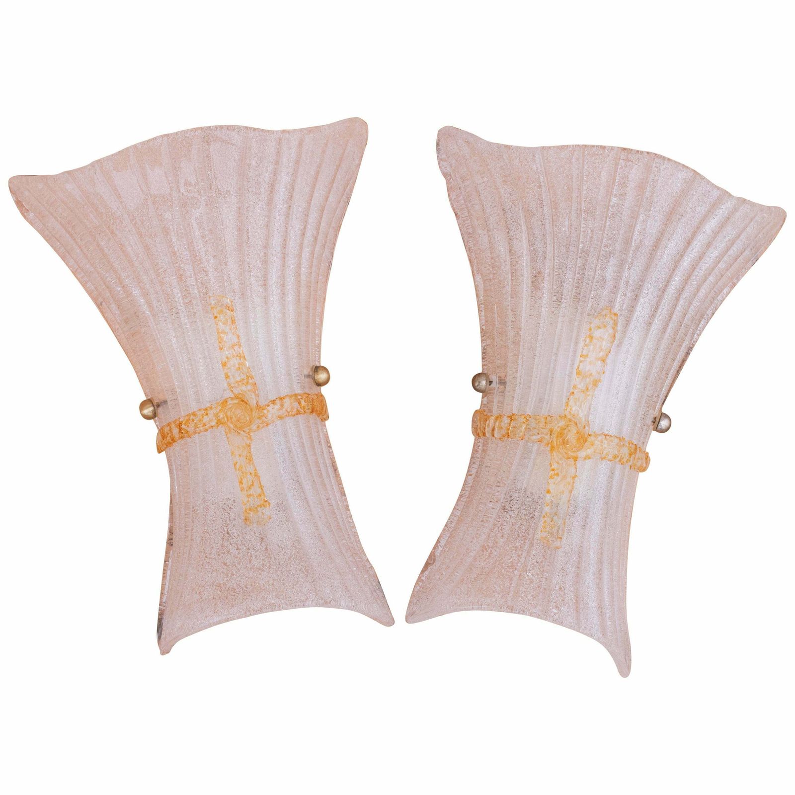 Pair Of Big Size Vintage Italian Murano Glass Wall Sconces, 1970