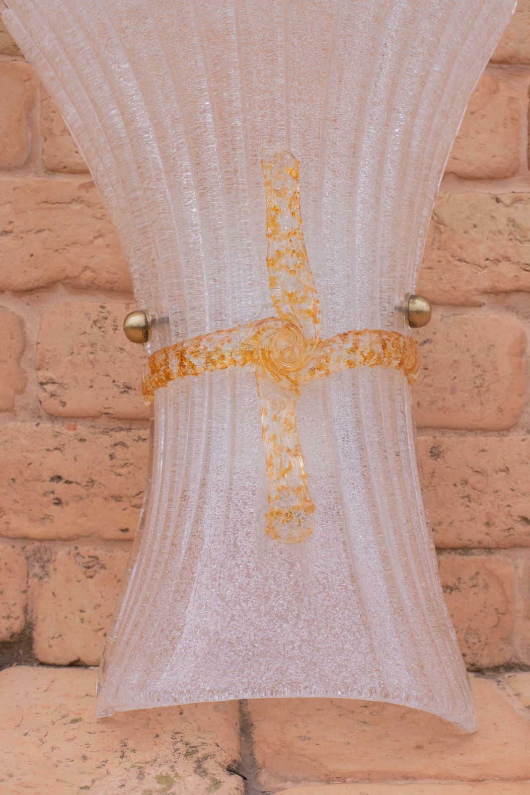 photo for sale Pair Of Big Size Vintage Italian Murano Glass Wall Sconces, 1970