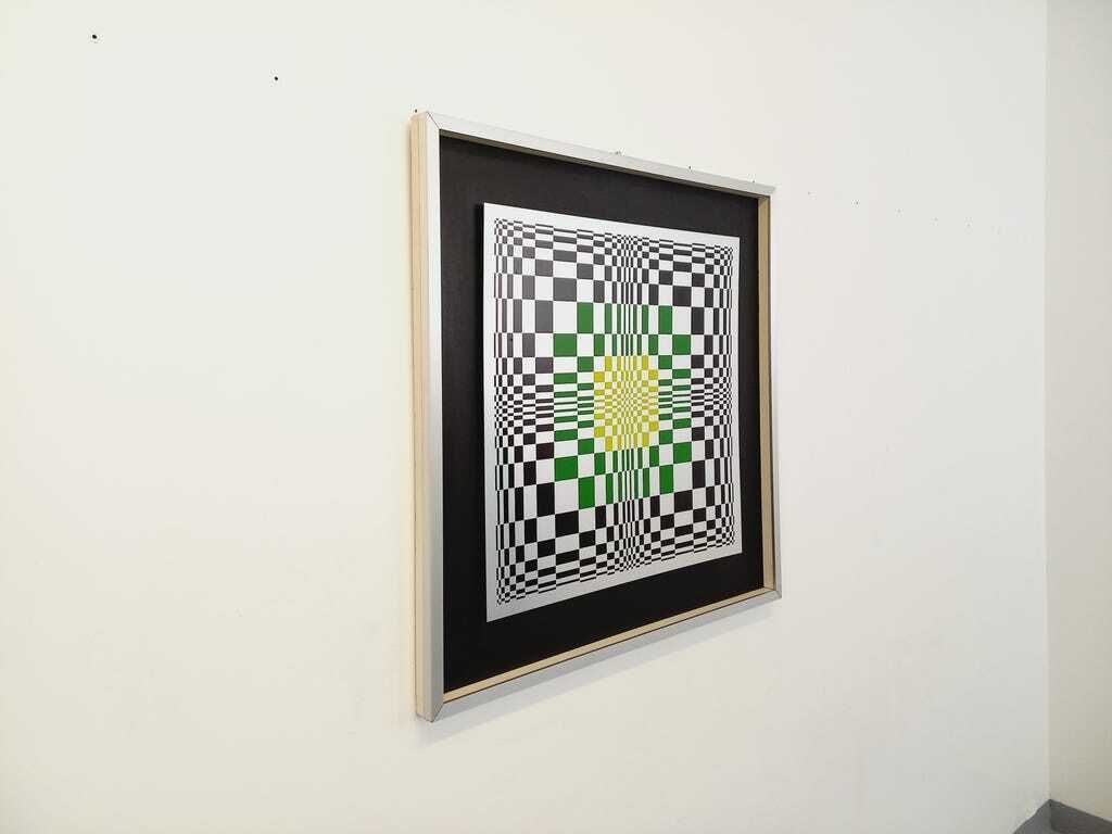 Nieuw | Zeefdruk Op Aluminium In Kinetisch Dambordpatroon, Gesigneerd Locof photo furniture