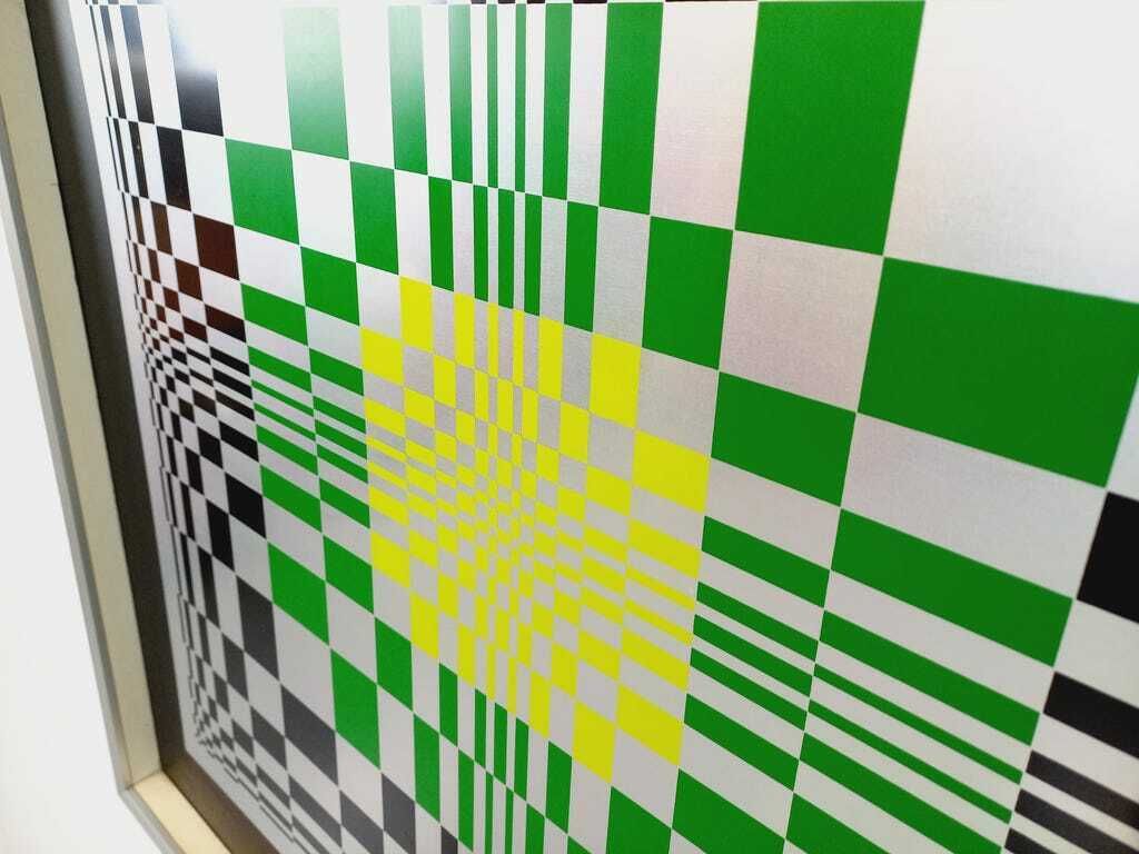 Nieuw | Zeefdruk Op Aluminium In Kinetisch Dambordpatroon, Gesigneerd Locof photo buy