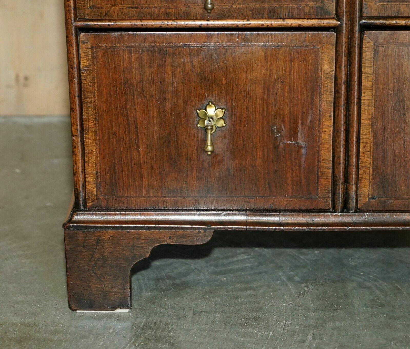 Exquisite Antique Circa 1760 Burr Walnut George III Bank / Chest Of Drawers photo vinterior