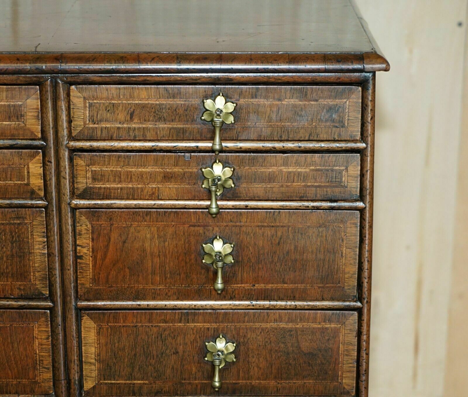 Exquisite Antique Circa 1760 Burr Walnut George III Bank / Chest Of Drawers photo buy