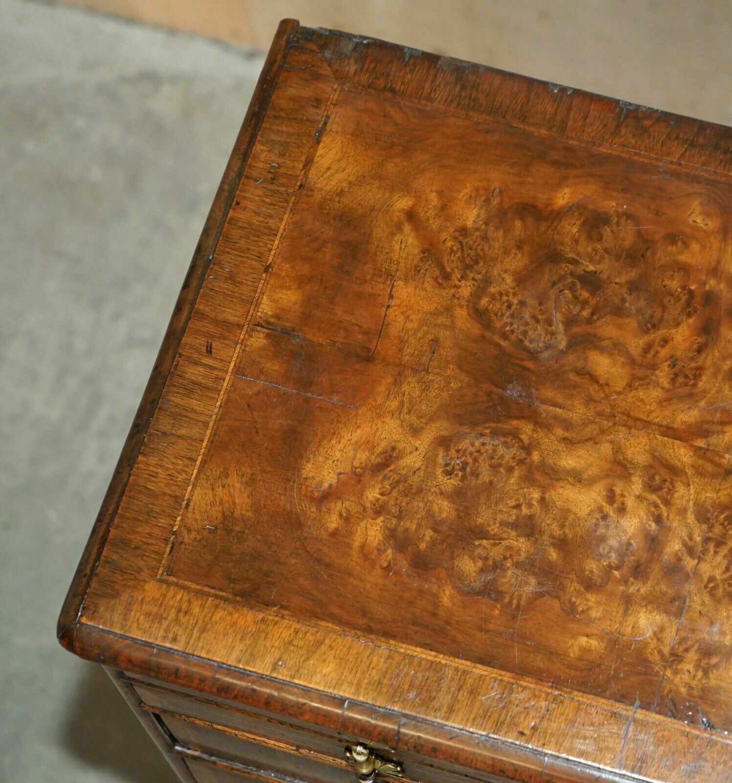 photo for sale Exquisite Antique Circa 1760 Burr Walnut George III Bank / Chest Of Drawers