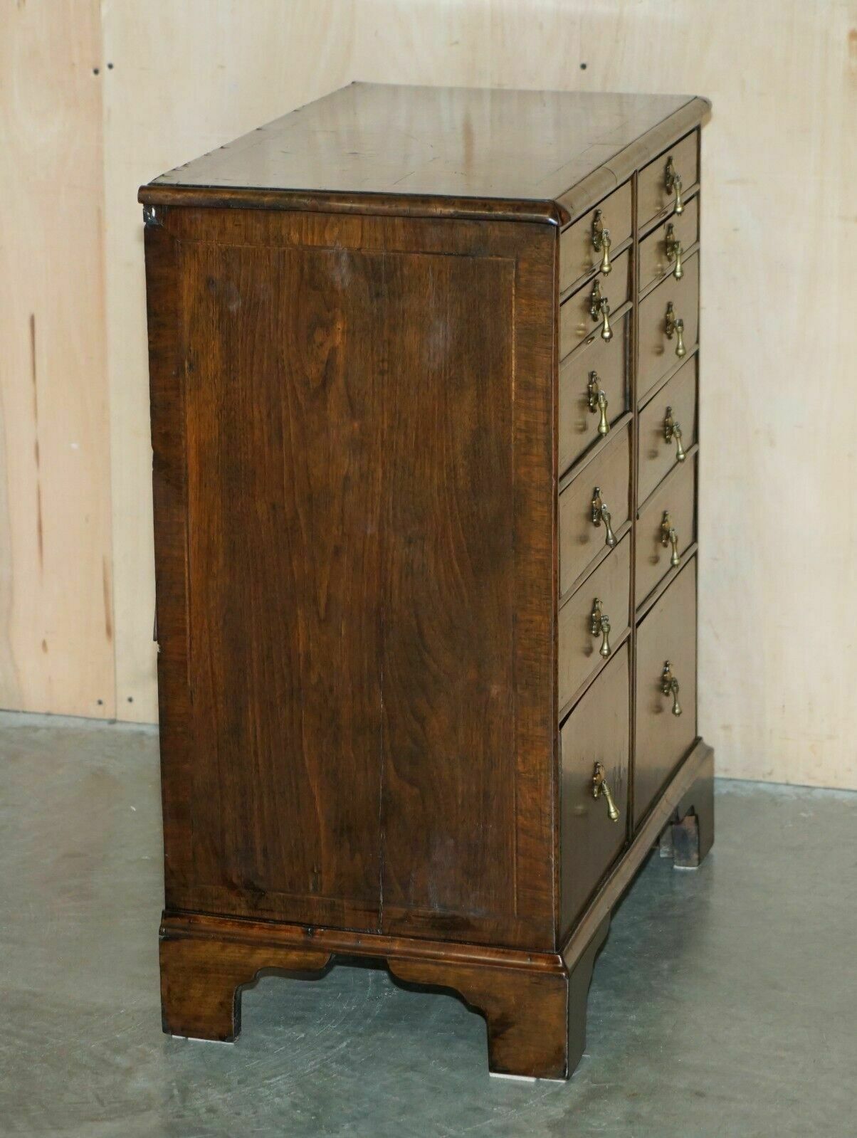 photo vinterior Exquisite Antique Circa 1760 Burr Walnut George III Bank / Chest Of Drawers