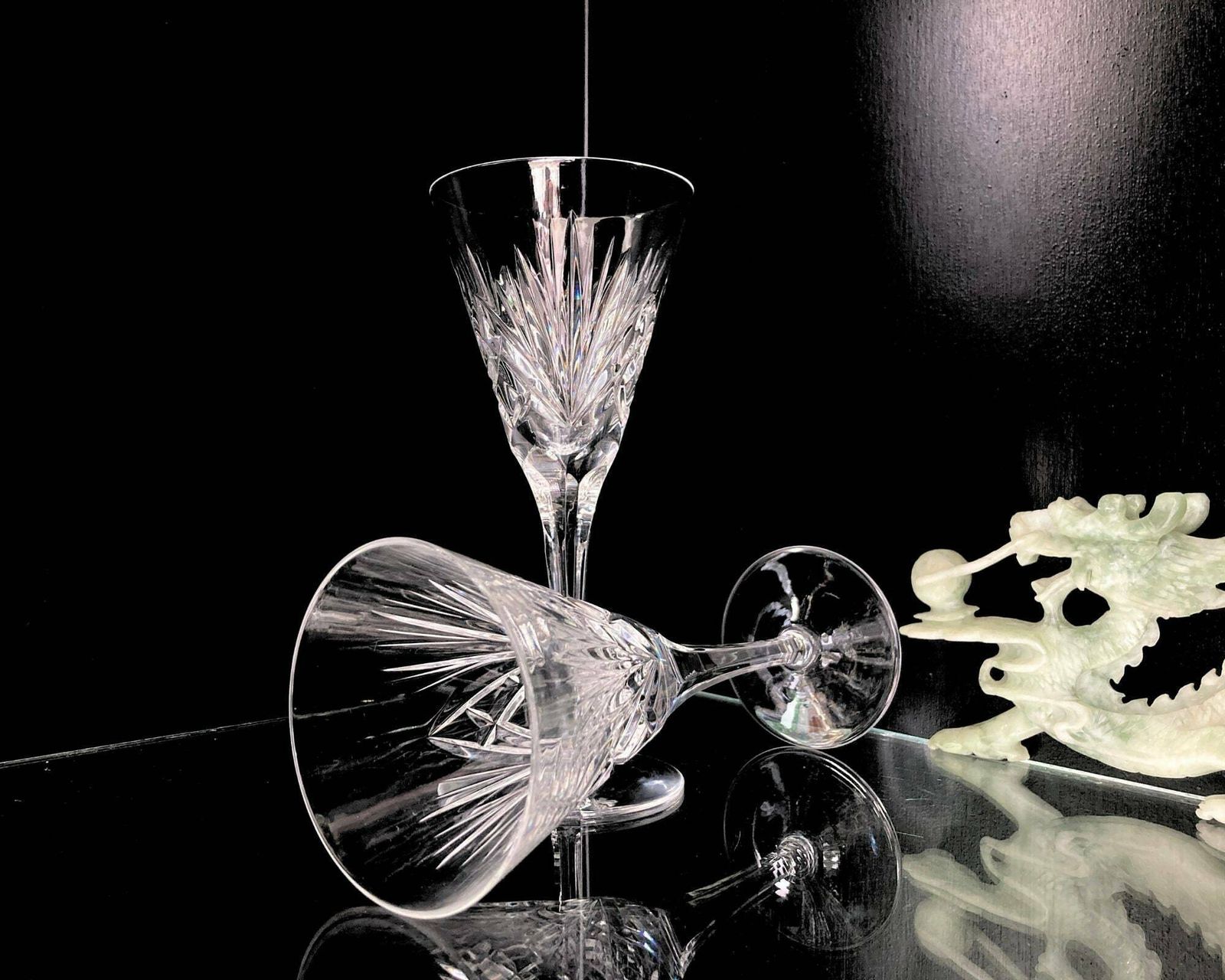 Nachtmann Nierstein Champagne Flutes | 6pcs Continental | Cut Criss Cross & Fan Design | 1965 1980