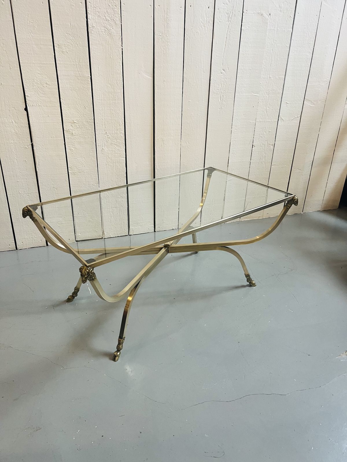 Country House Brass Table Featuring A Ram's Head Design And Hoof photo vinterior