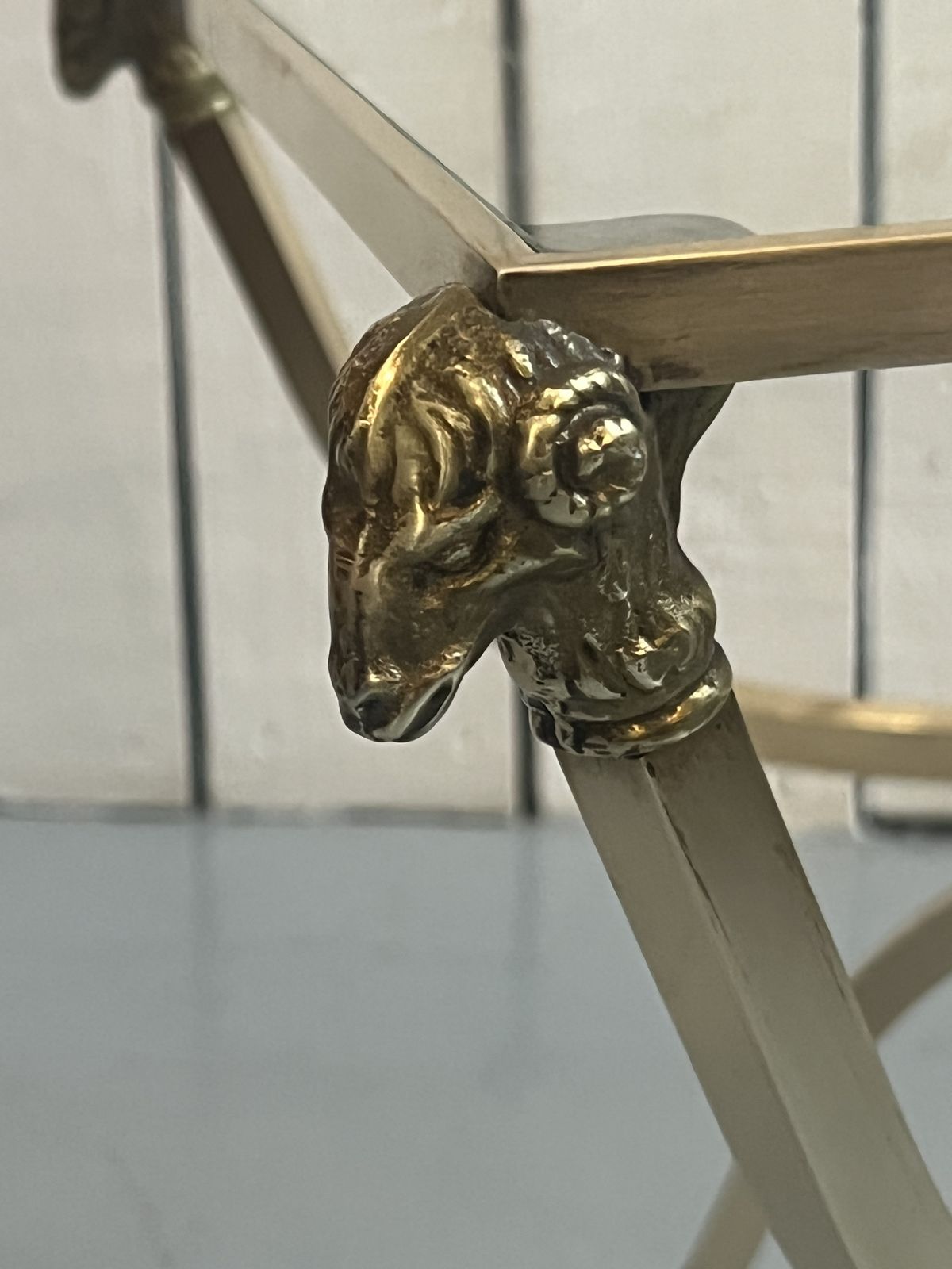 Country House Brass Table Featuring A Ram's Head Design And Hoof photo buy