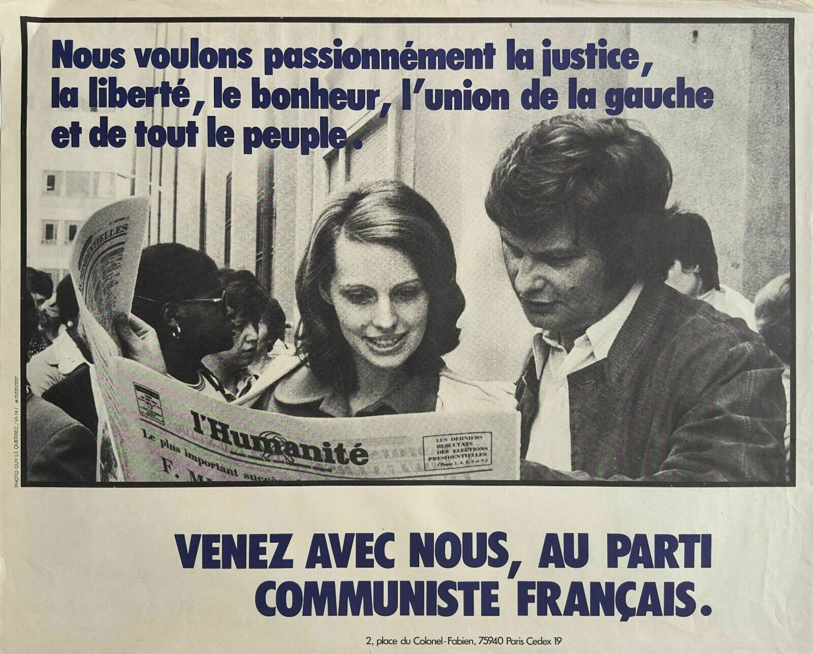 Political Poster Communism Pcf 1974 Come With Us Guy Le Querrec Magnum