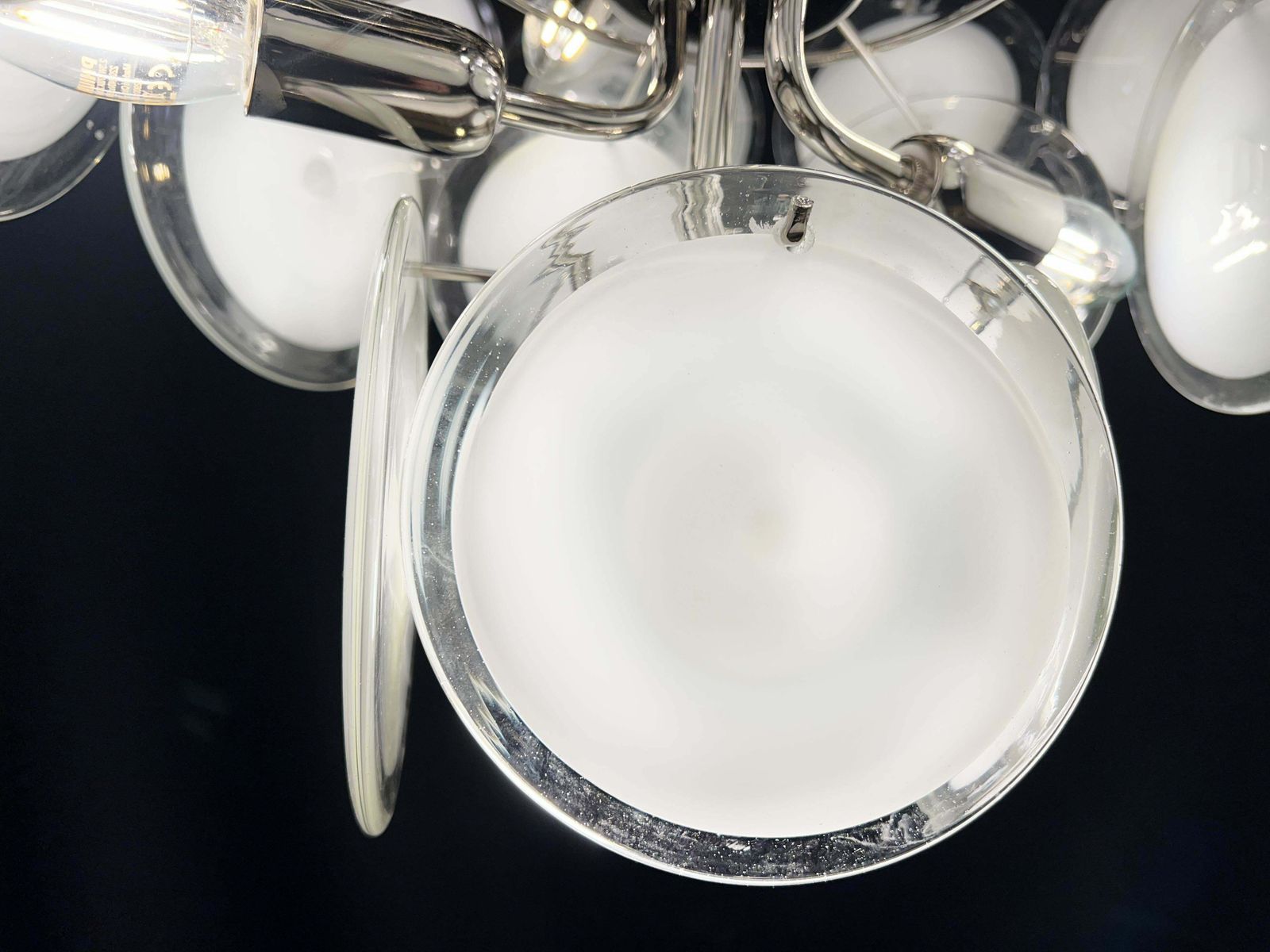 Disc White Murano Glass Chandelier By Vistosi photo for sale
