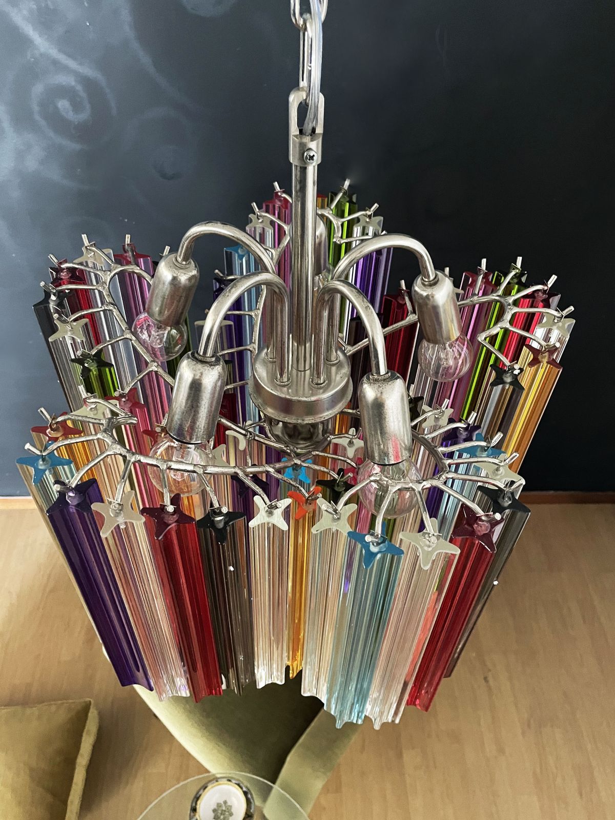 Modern Quadriedri Glass Chandelier   60 Multicolored Prism Quadriedri photo Lighting