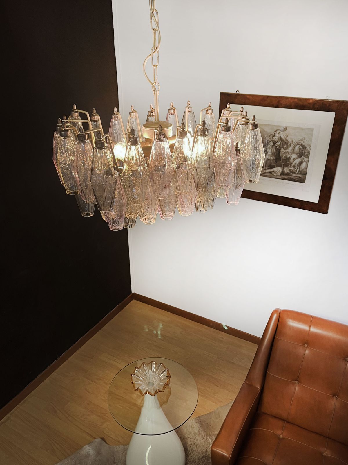 Elegant Murano Poliedri Chandelier   Carlo Scarpa   56 Multicolored Glasses photo 1210.0