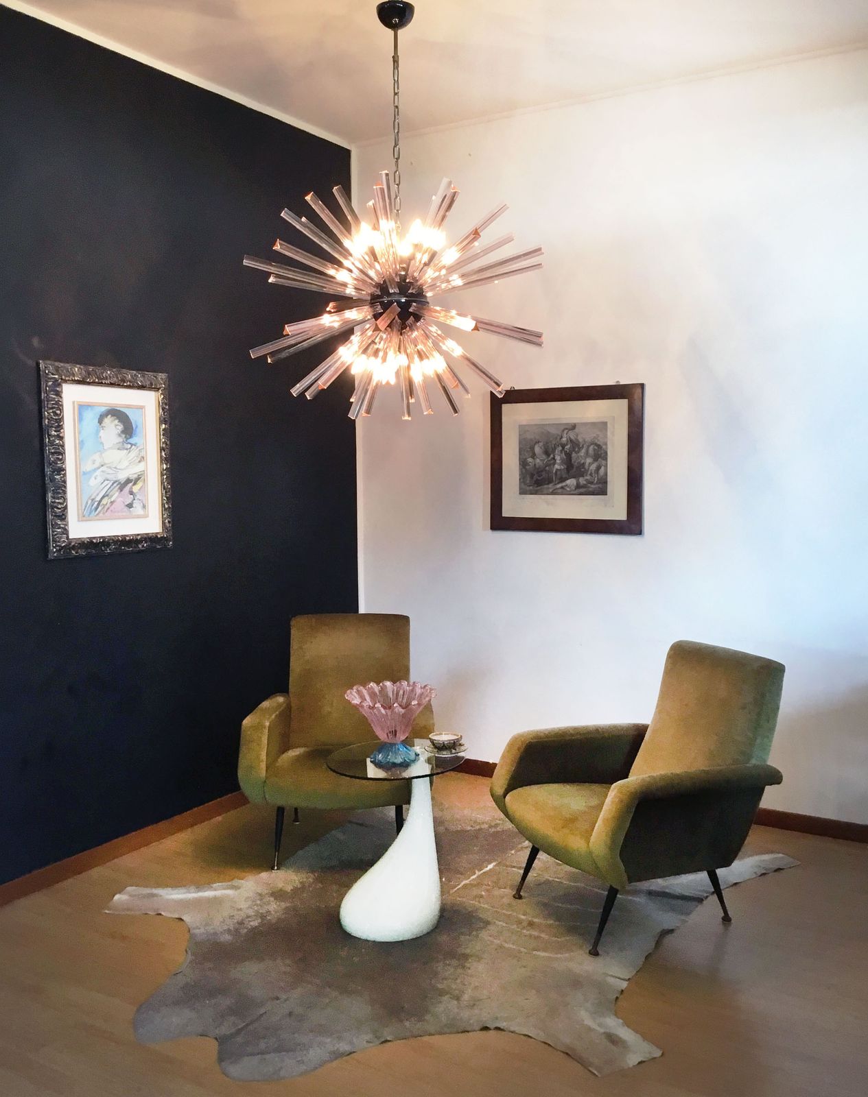Crystal Prism Sputnik Chandeliers   50 Pink Prisms photo furniture