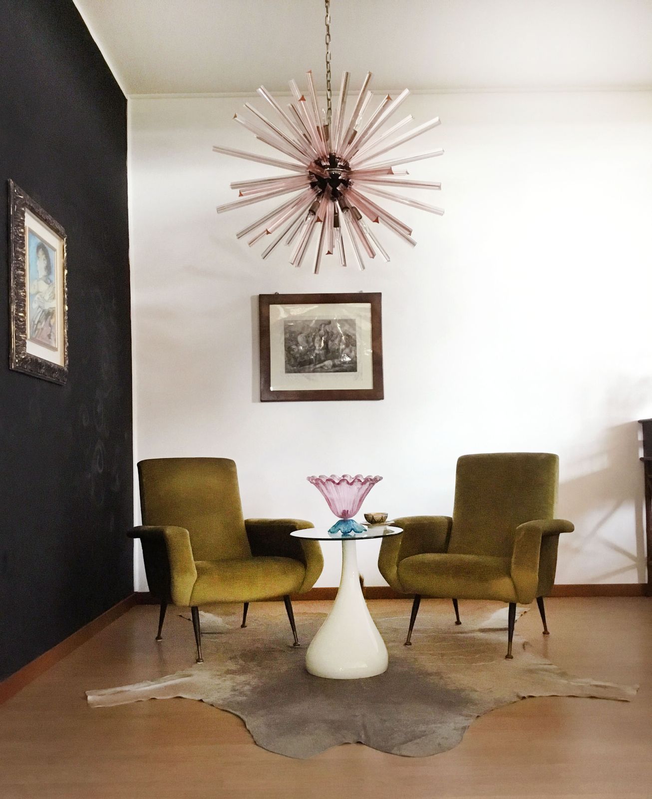 Crystal Prism Sputnik Chandeliers   50 Pink Prisms photo for sale