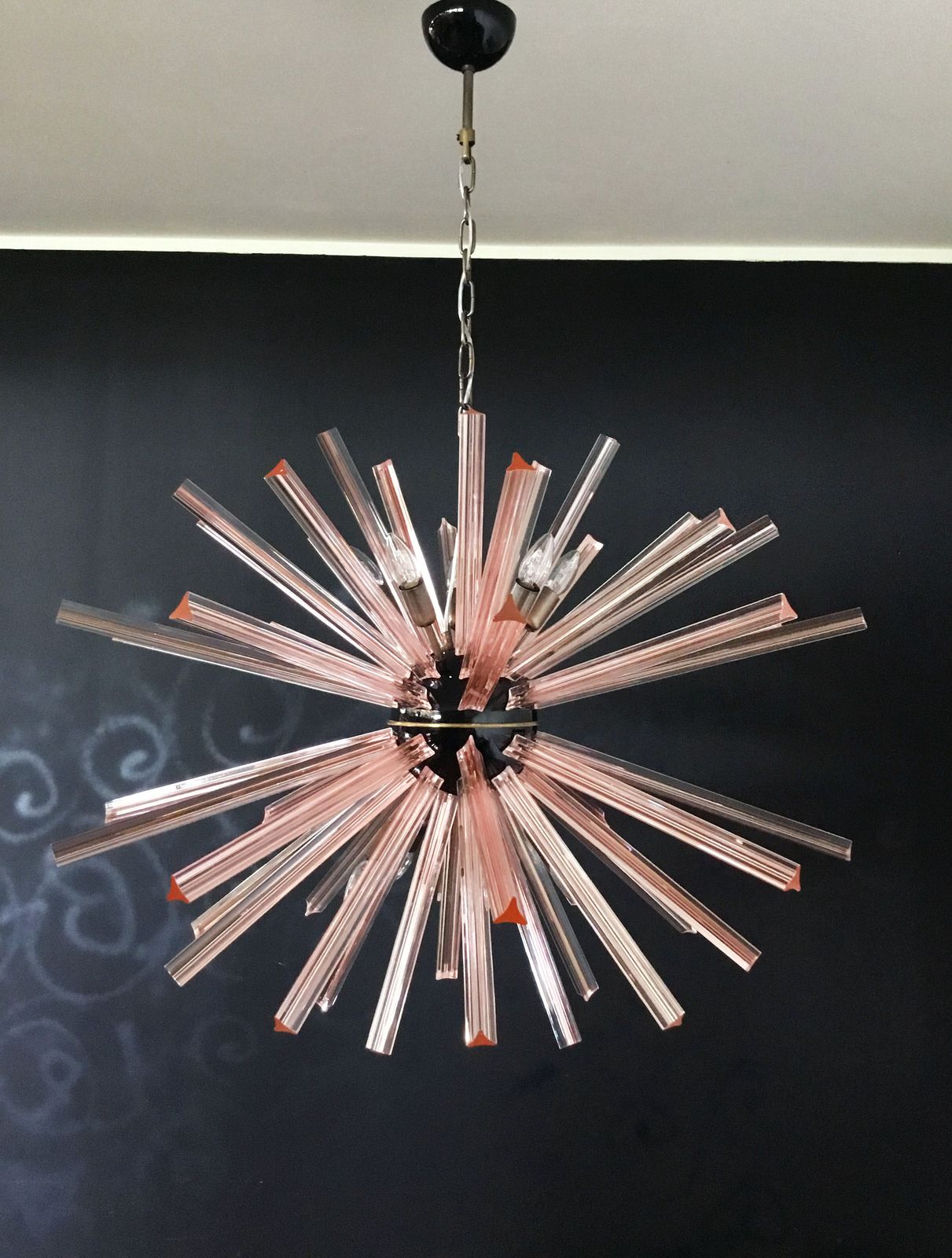 Crystal Prism Sputnik Chandeliers   50 Pink Prisms