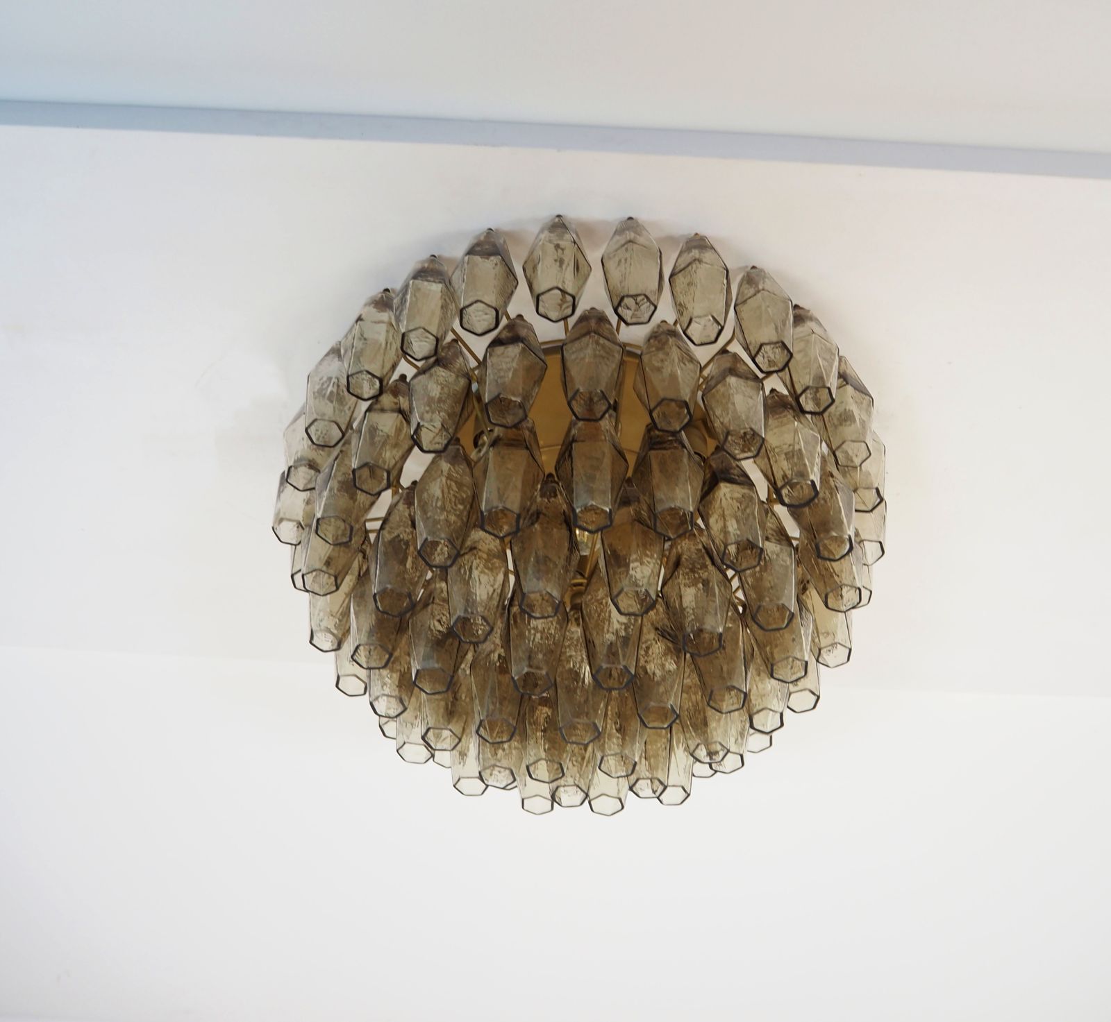 1560.0 Elegant Murano Poliedri Ceiling Light   Carlo Scarpa   Smoked Glasses photo