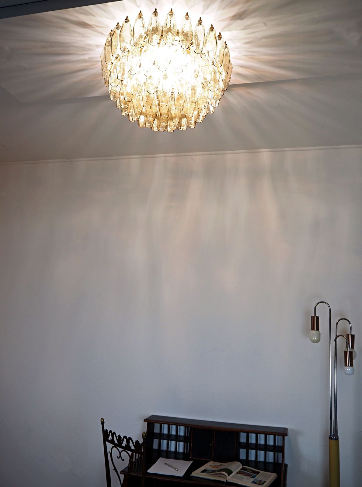 photo buy Elegant Murano Poliedri Ceiling Light   Carlo Scarpa   Smoked Glasses
