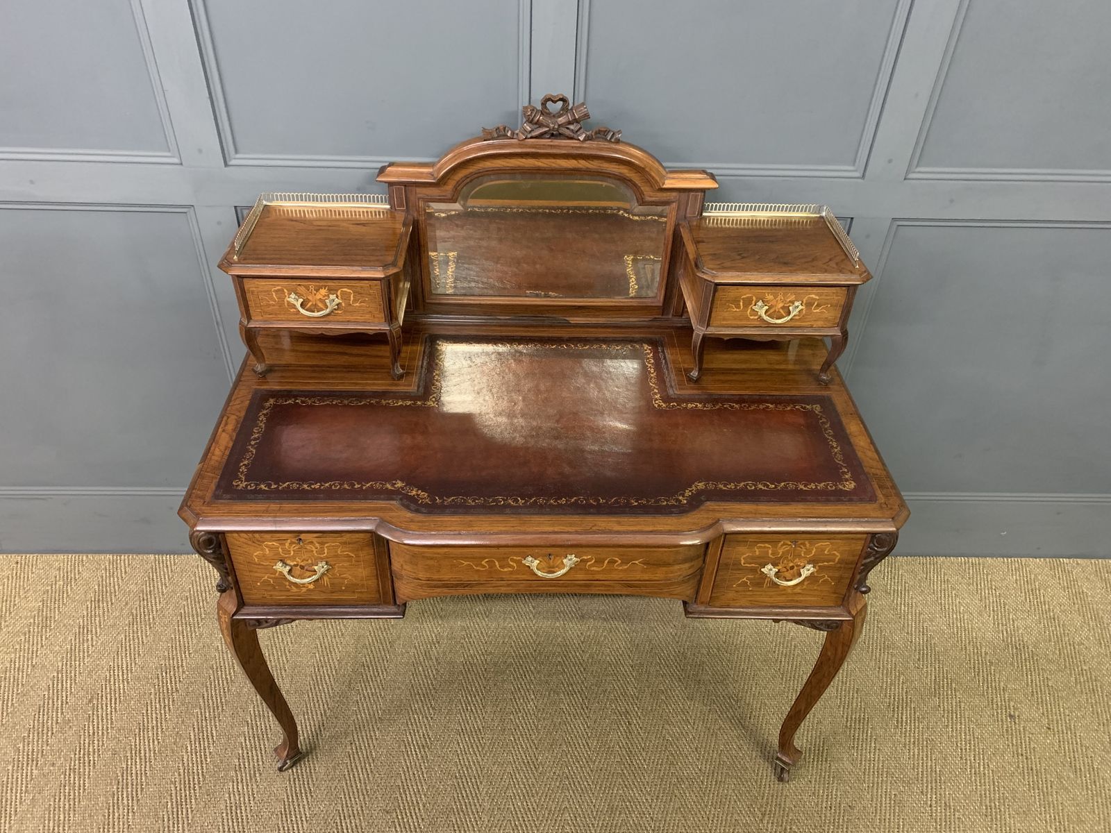 Victorian Inlaid Rosewood Writing Desk By Jas Shoolbred photo vintage