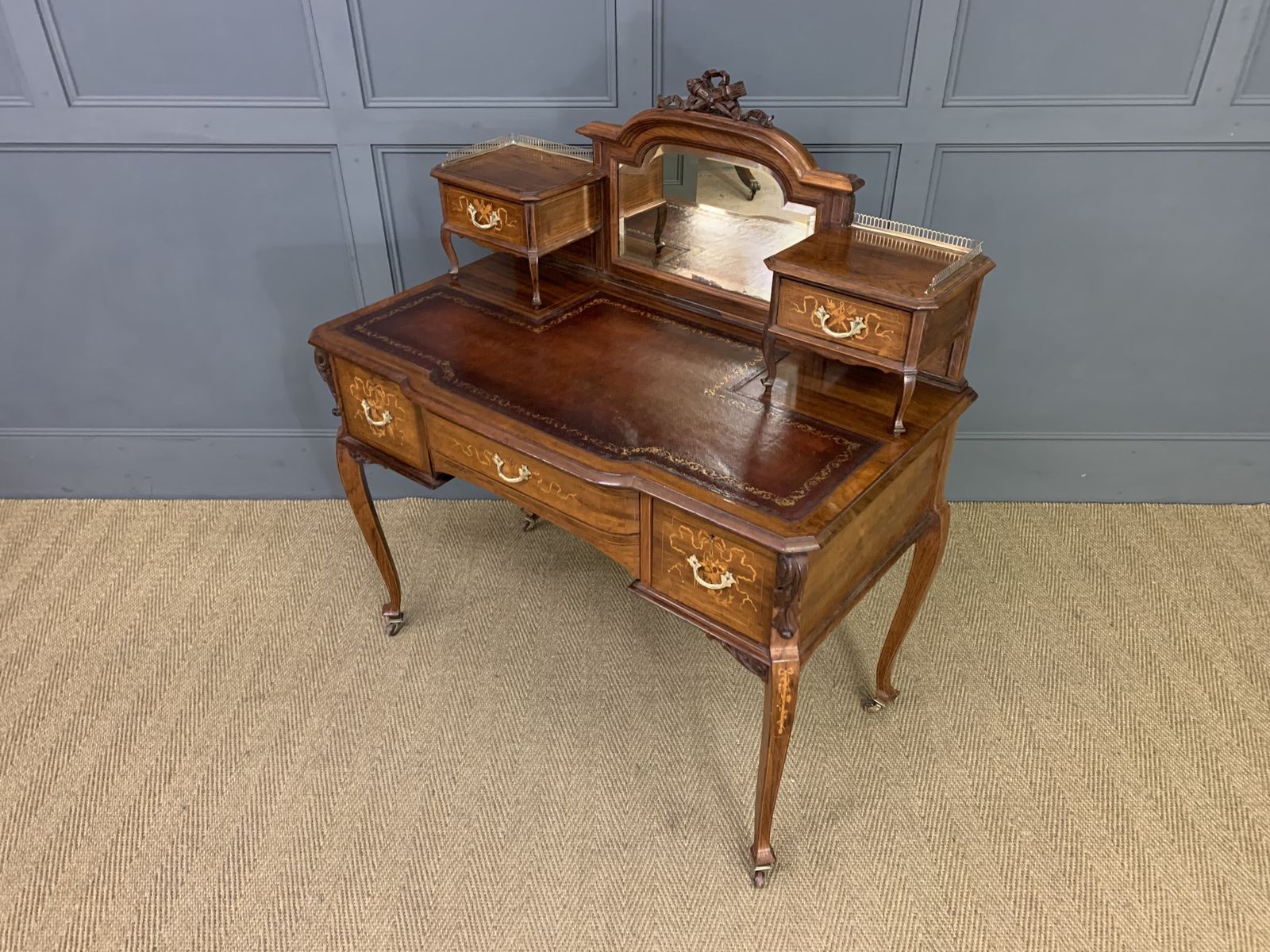 photo buy Victorian Inlaid Rosewood Writing Desk By Jas Shoolbred