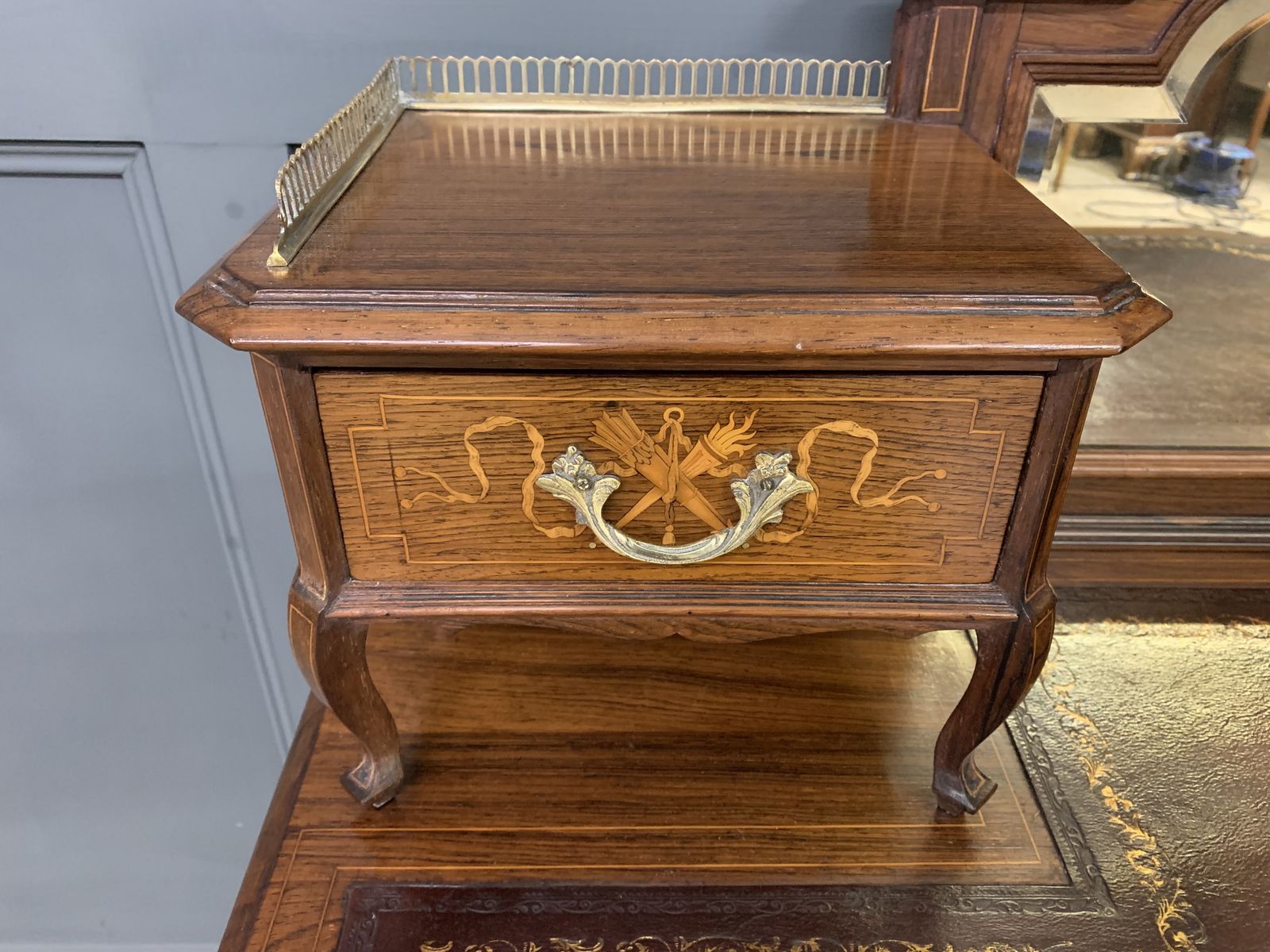 photo vintage Victorian Inlaid Rosewood Writing Desk By Jas Shoolbred