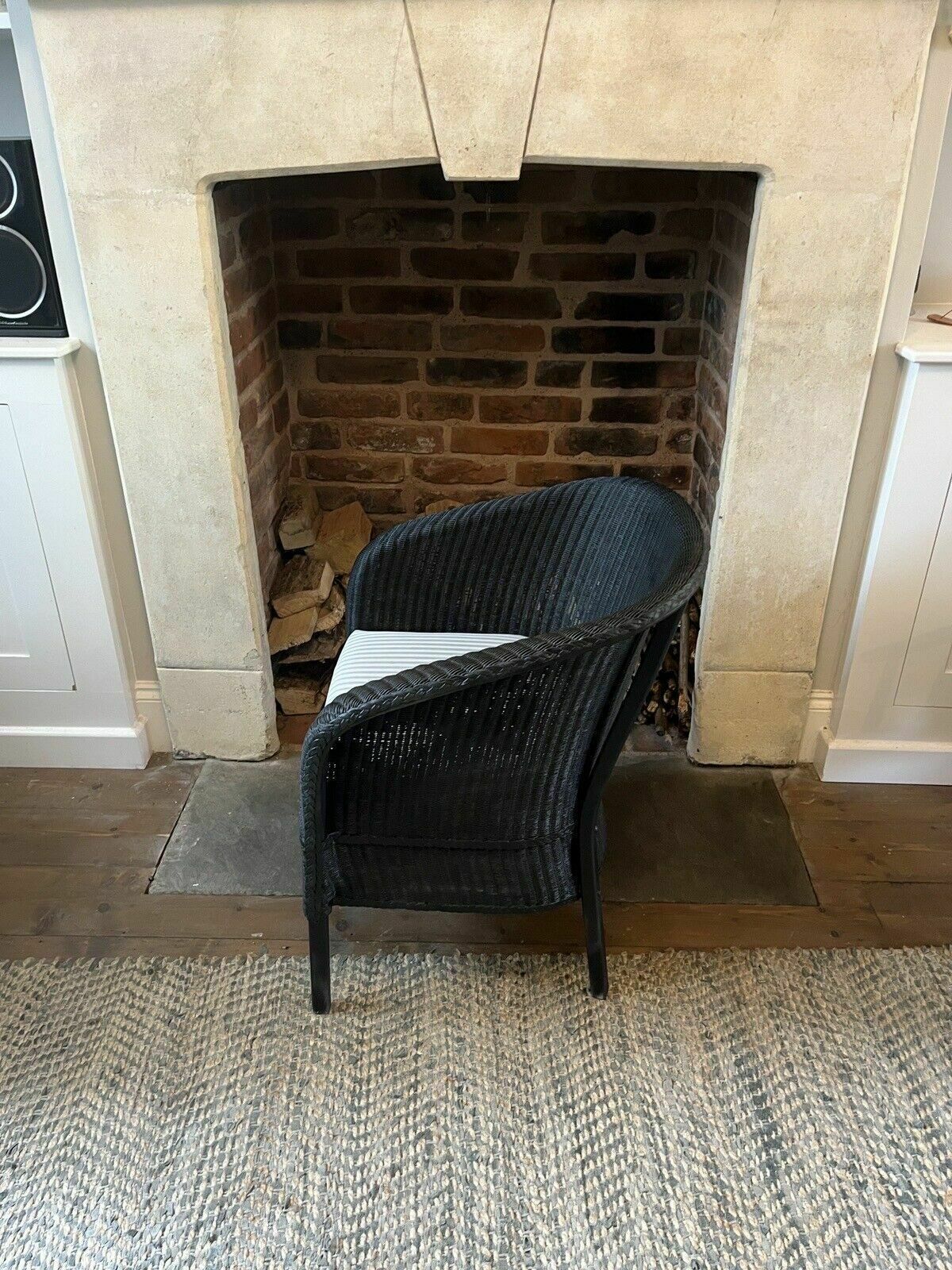 Lloyd Loom Easy Armchair | Black Wicker | 1930s Arts & Crafts Vintage