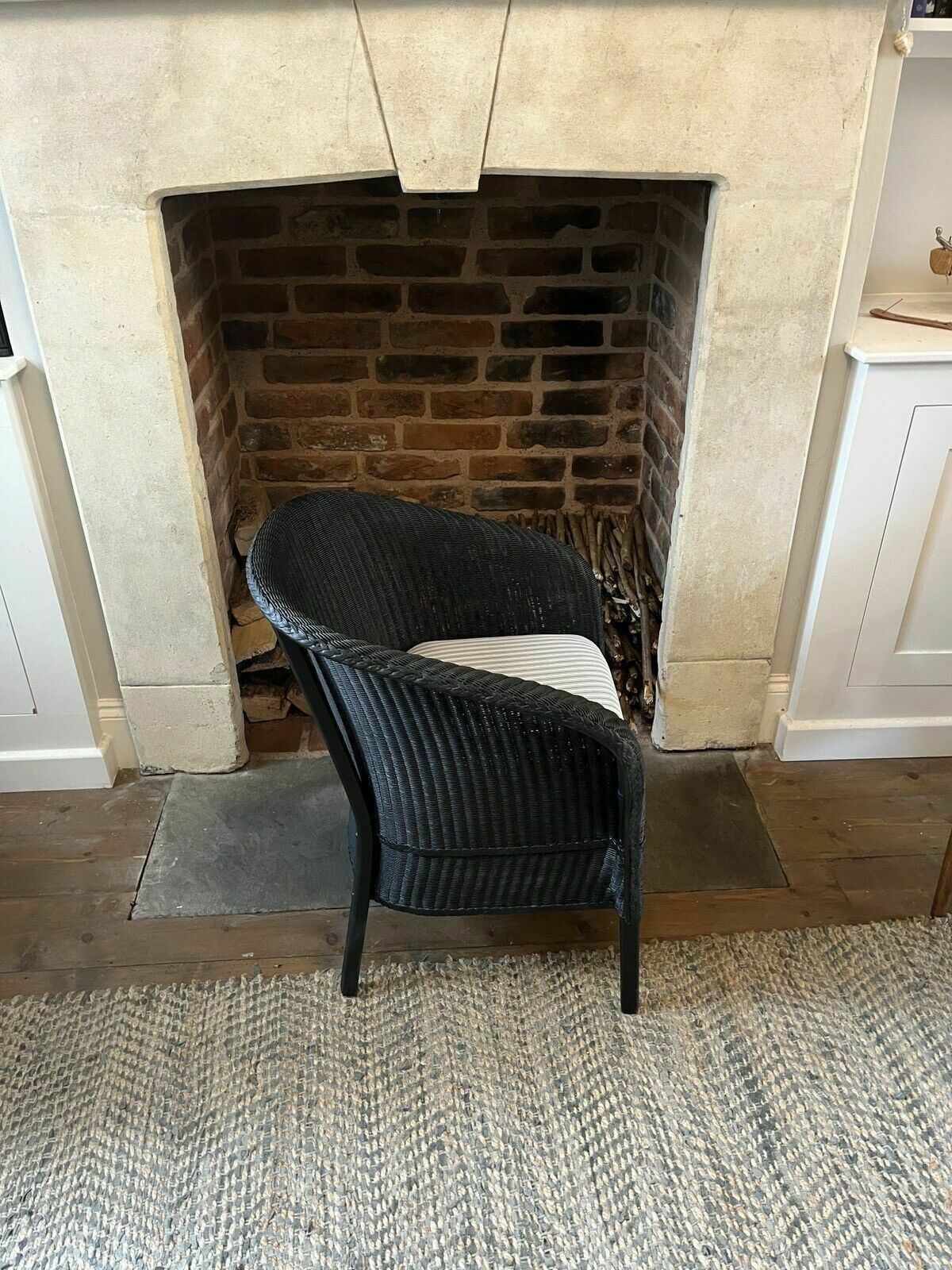 Lloyd Loom Easy Armchair | Black Wicker | 1930s Arts & Crafts Vintage photo vinterior