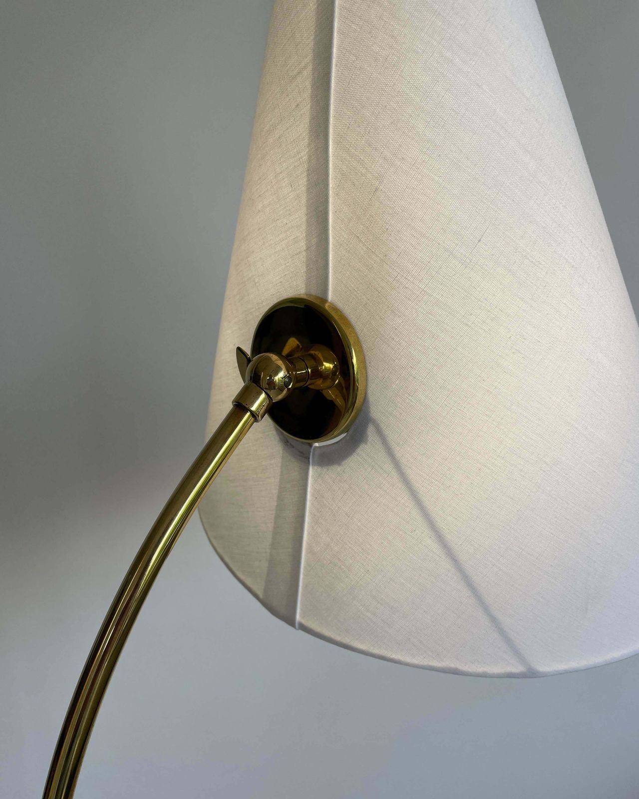 photo for sale Swedish Designer Adjustable Witches Hat Brass Floor Lamp, 1950s