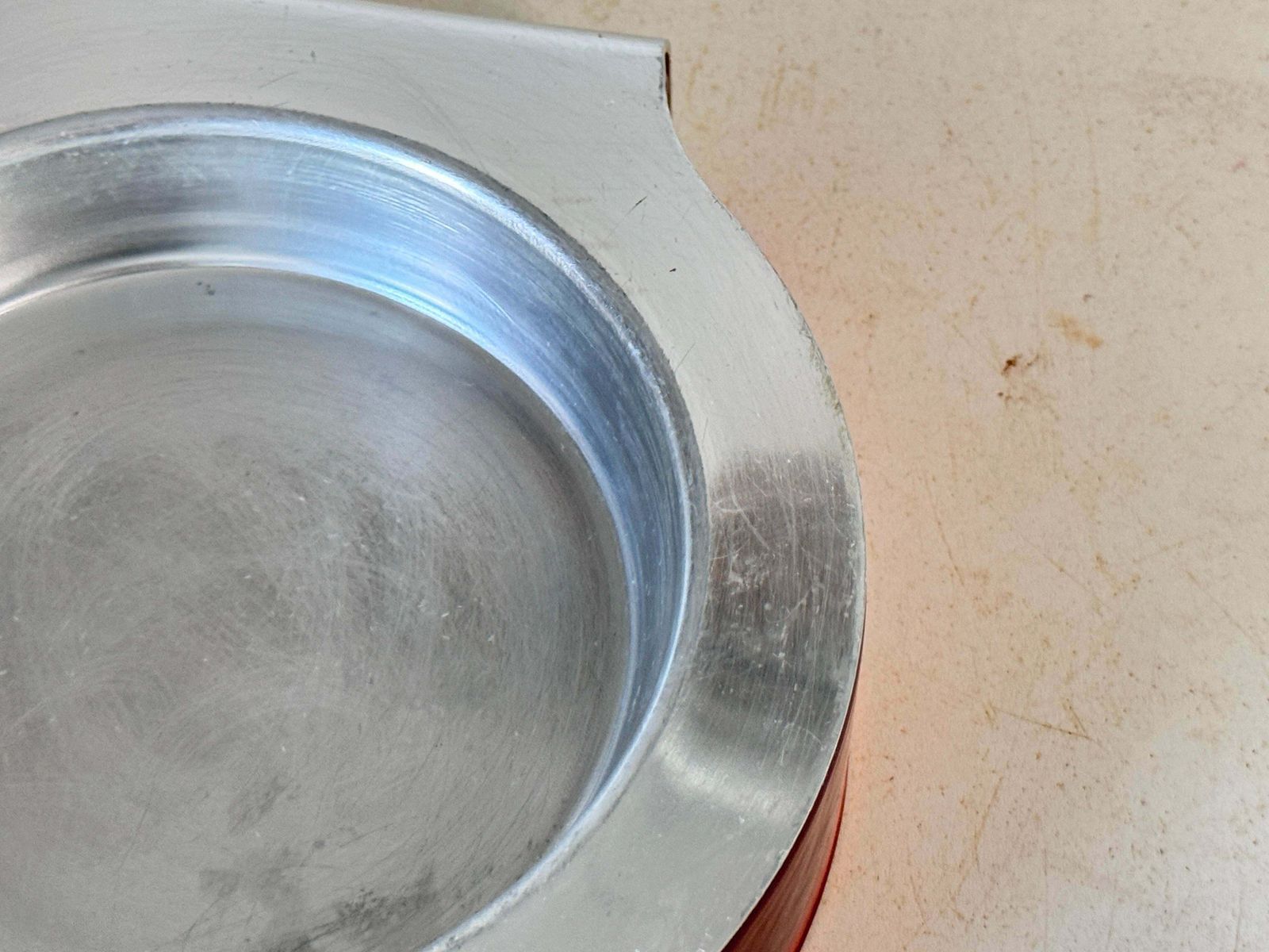 Ashtray In Aluminium Cast And Glass Signed Chivas Red Silvered Color France 1970 photo for sale
