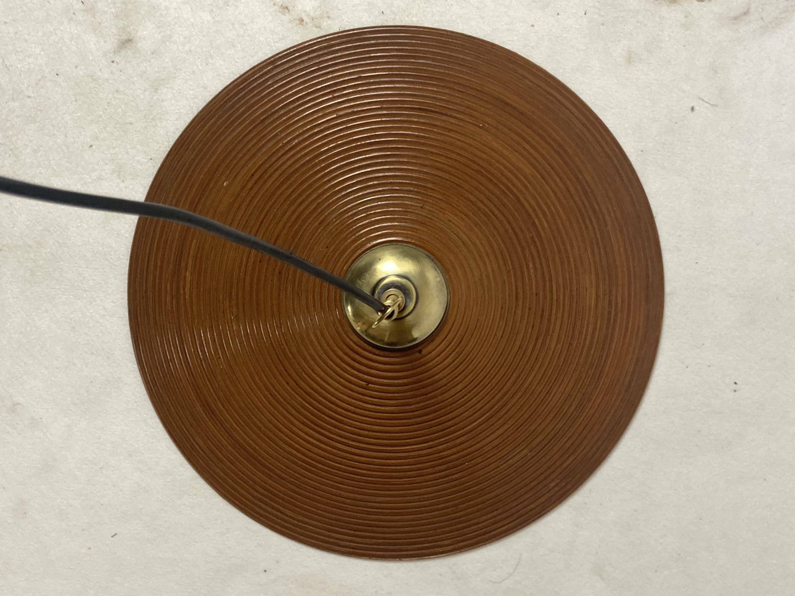 photo vinterior Pencil Split Reed, Rattan, Bamboo & Brass Hanging Pendant Lamp, 1970s