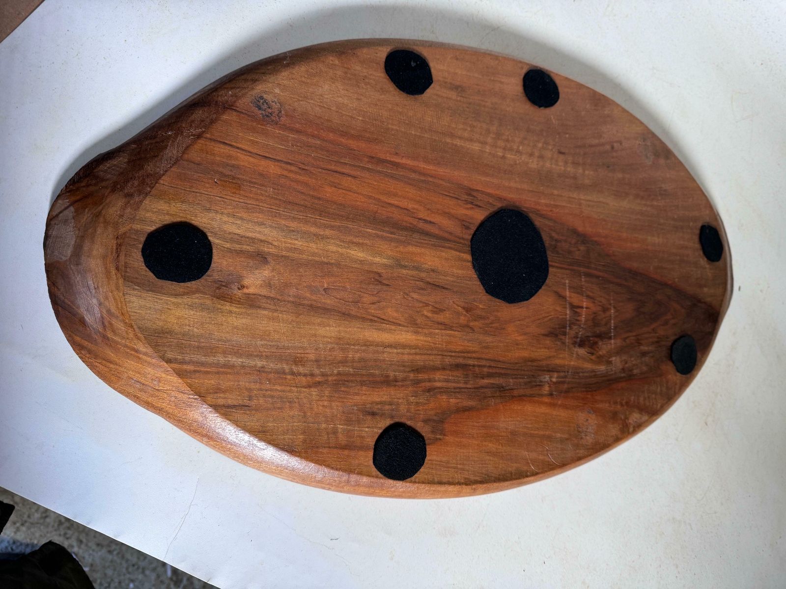 Art Nouveau Platter In Wood, Brown Color, France Circa 1930, Hand Carved, Signed photo Home Decor
