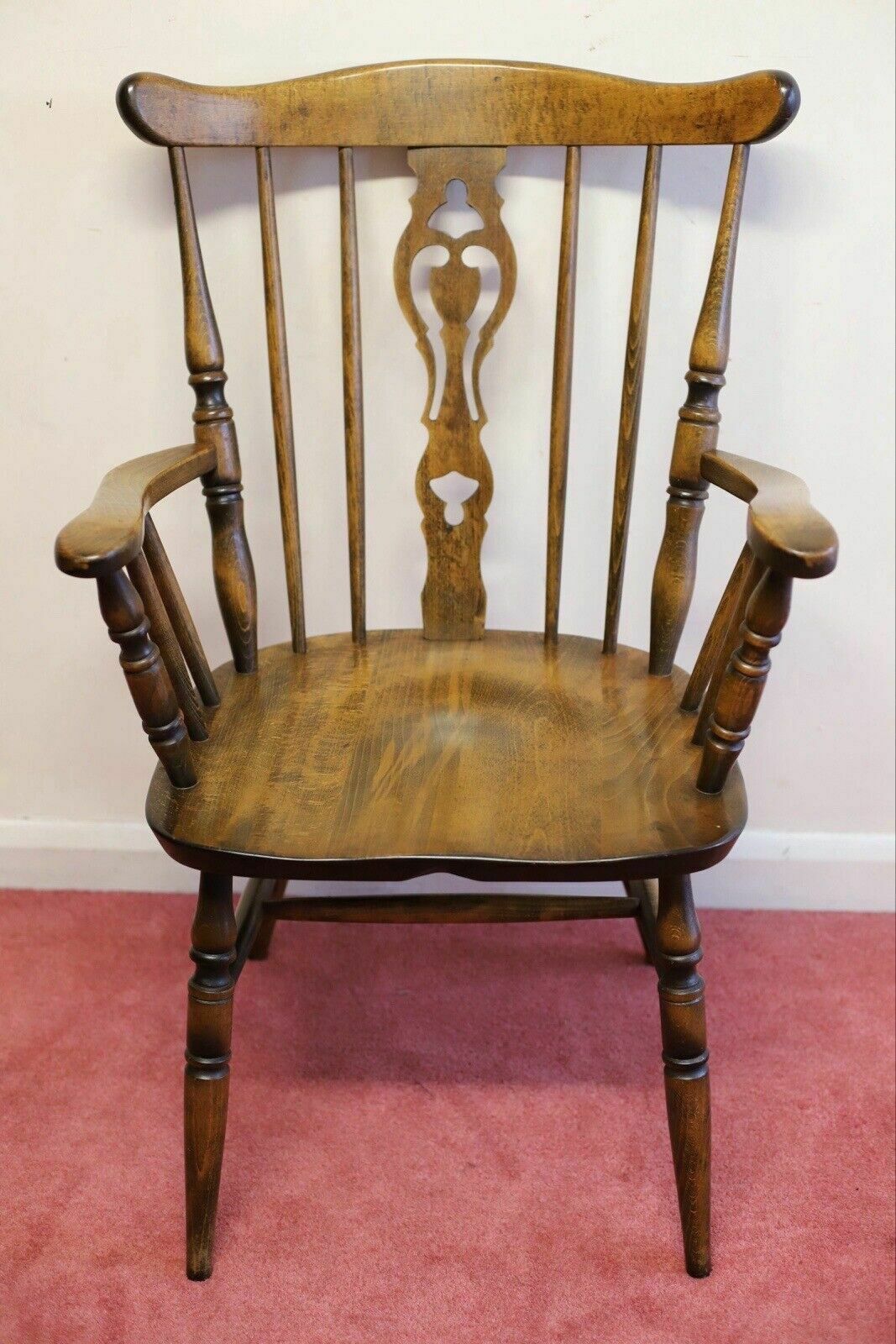 995.0 Lovely Set Of Five Beech Farmhouse Armchairs photo