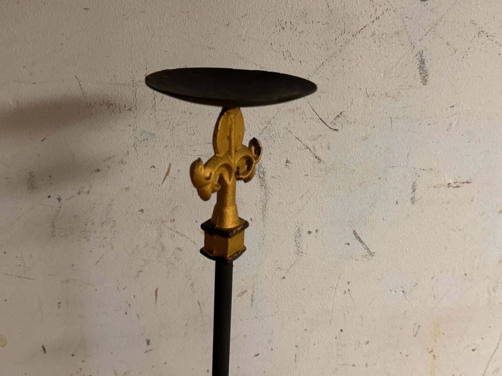 Home Decor Gillt Iron Candle Holders Or Candlesticks Black And Gold France 1970 Set Of 2 photo