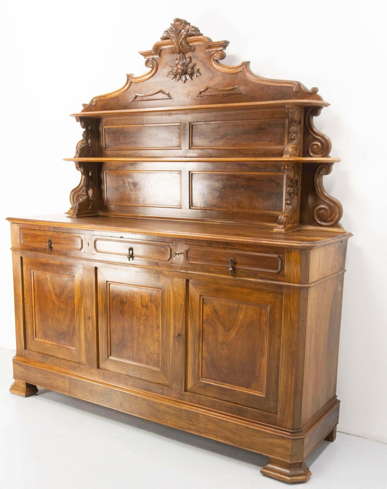 19th Century Walnut Buffet Louis Philippe Deux Corps, France photo 4800.0