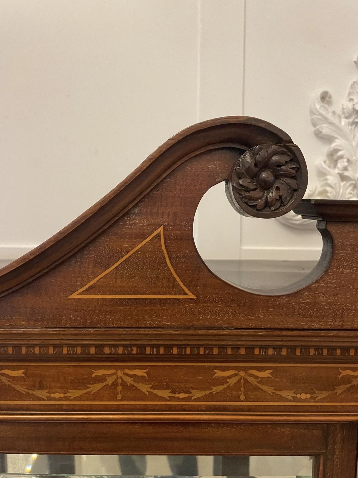 Furniture Outstanding Quality Antique 19th Century Mahogany Inlaid Display Cabinet photo