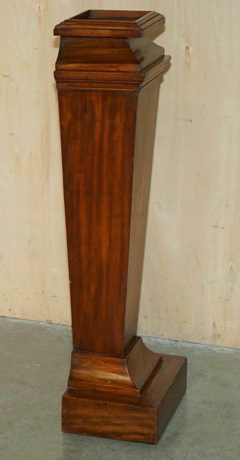 photo furniture Restored Antique Circa 1870 Sheraton Walnut & Flamed Mahogany Jardiniere Stand