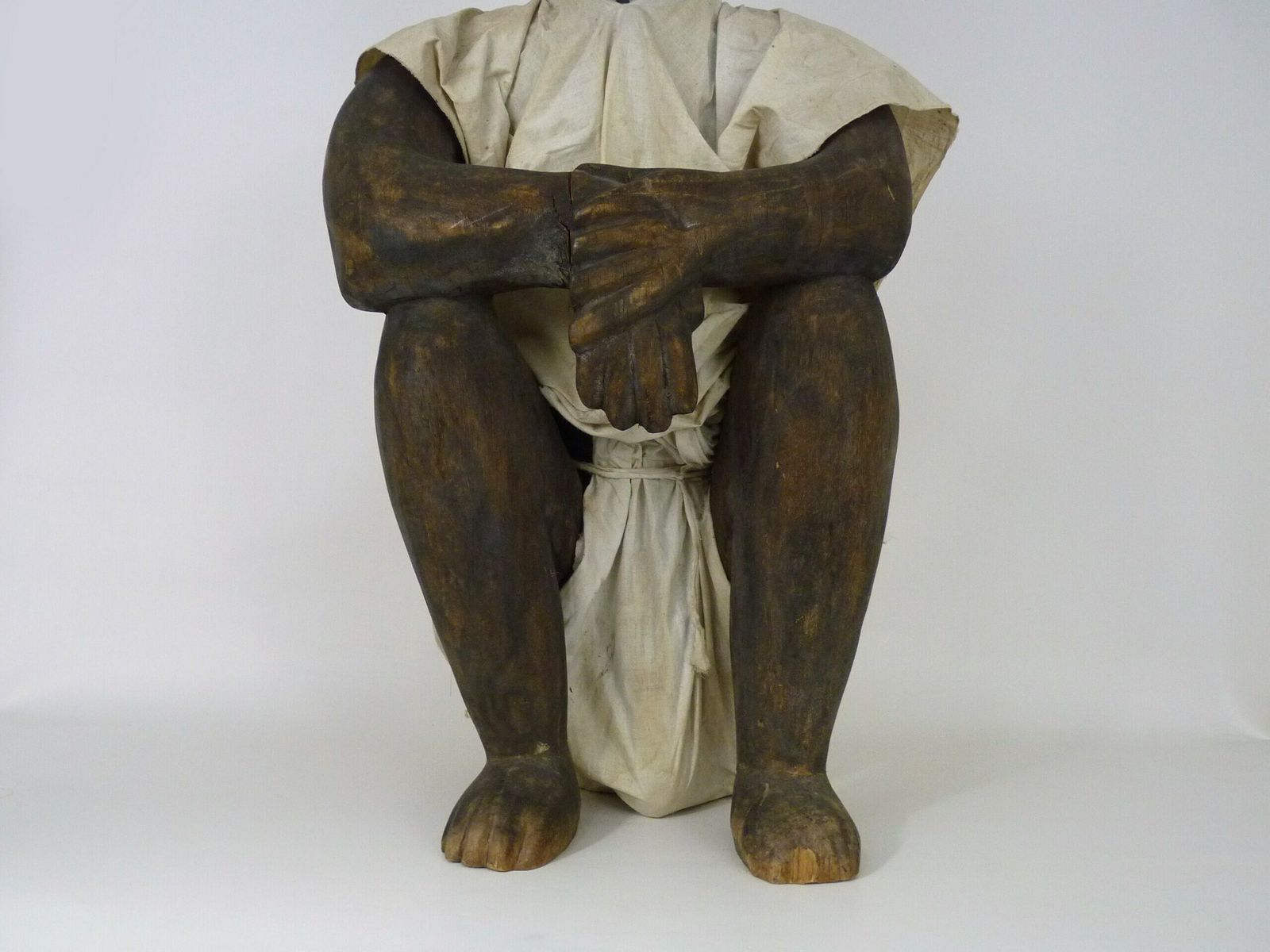 Very Large African Dogon Statue From Mali, Seated Dressed Man. First Half Of The 20th Century photo vinterior