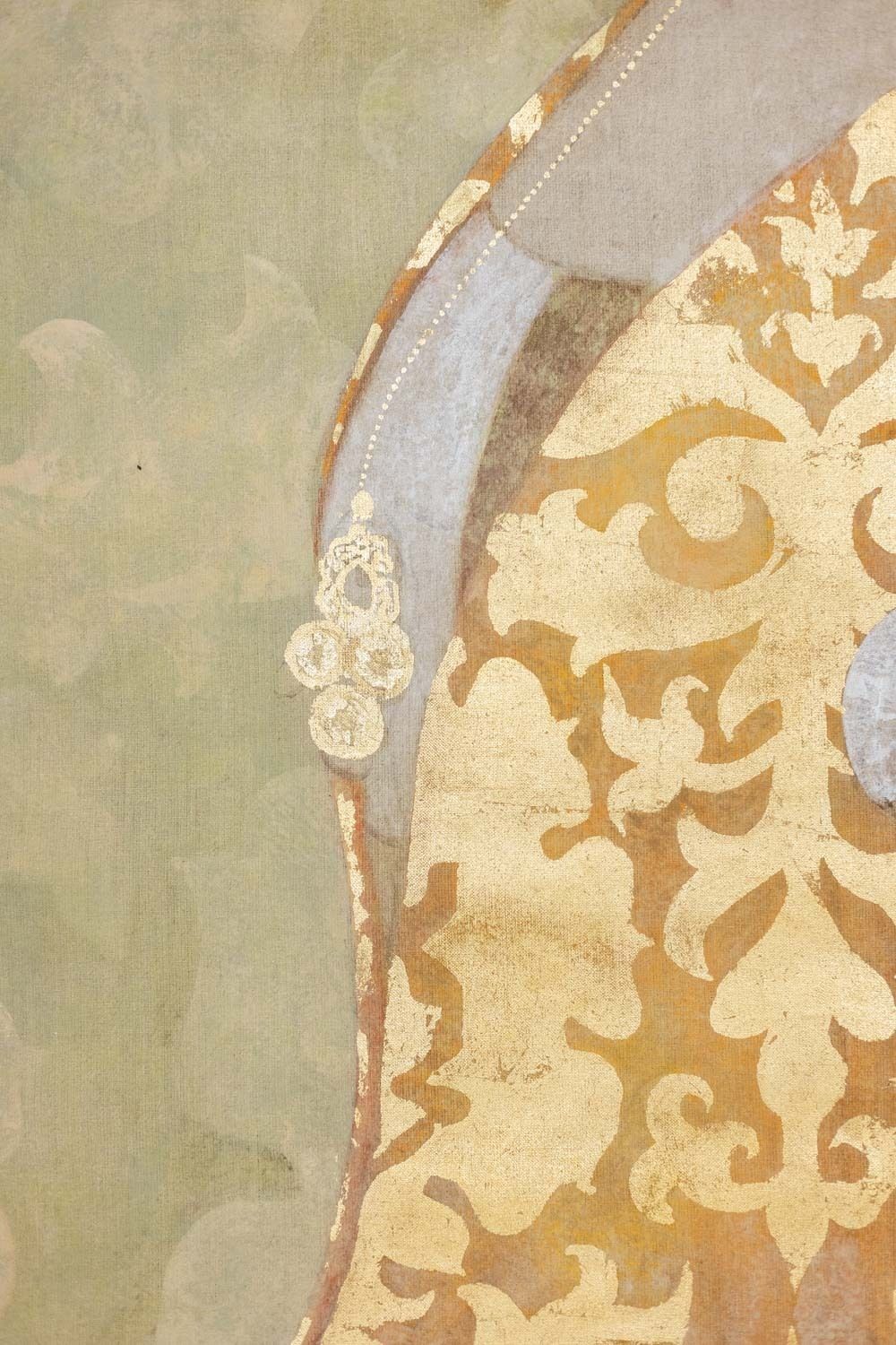 Painted Canvas Of A Lady In Renaissance Style. Contemporary Work. photo Art