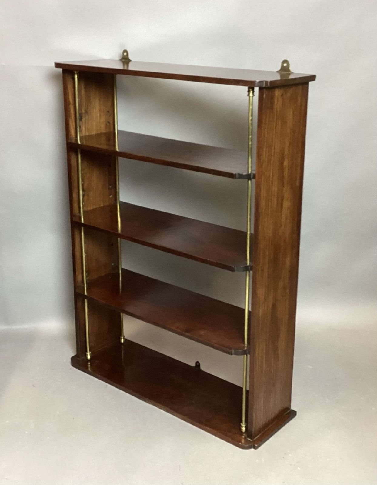 Good Regency Mahogany And Brass Hanging Wall Shelves photo vinterior