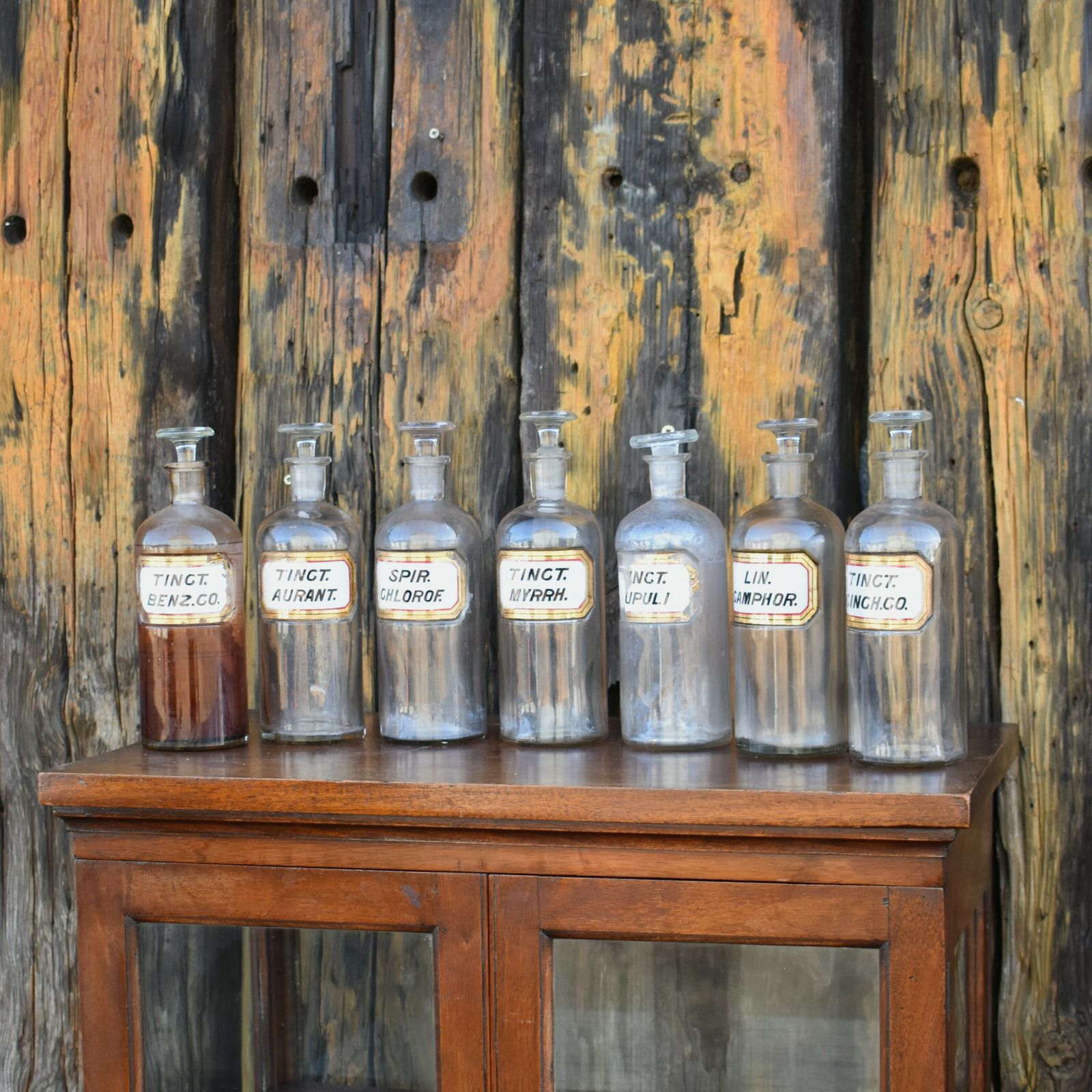 Antique 1862 Victorian Apothecary Bottles Glass Waltons Patent New York Set Of 7 photo furniture