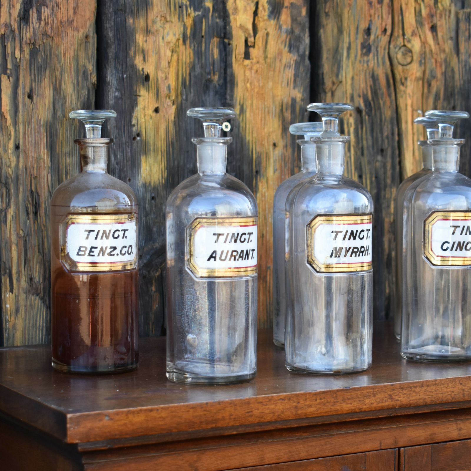Home Decor Antique 1862 Victorian Apothecary Bottles Glass Waltons Patent New York Set Of 7 photo